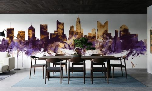 Columbus Ohio Skyline Purple & Gold
