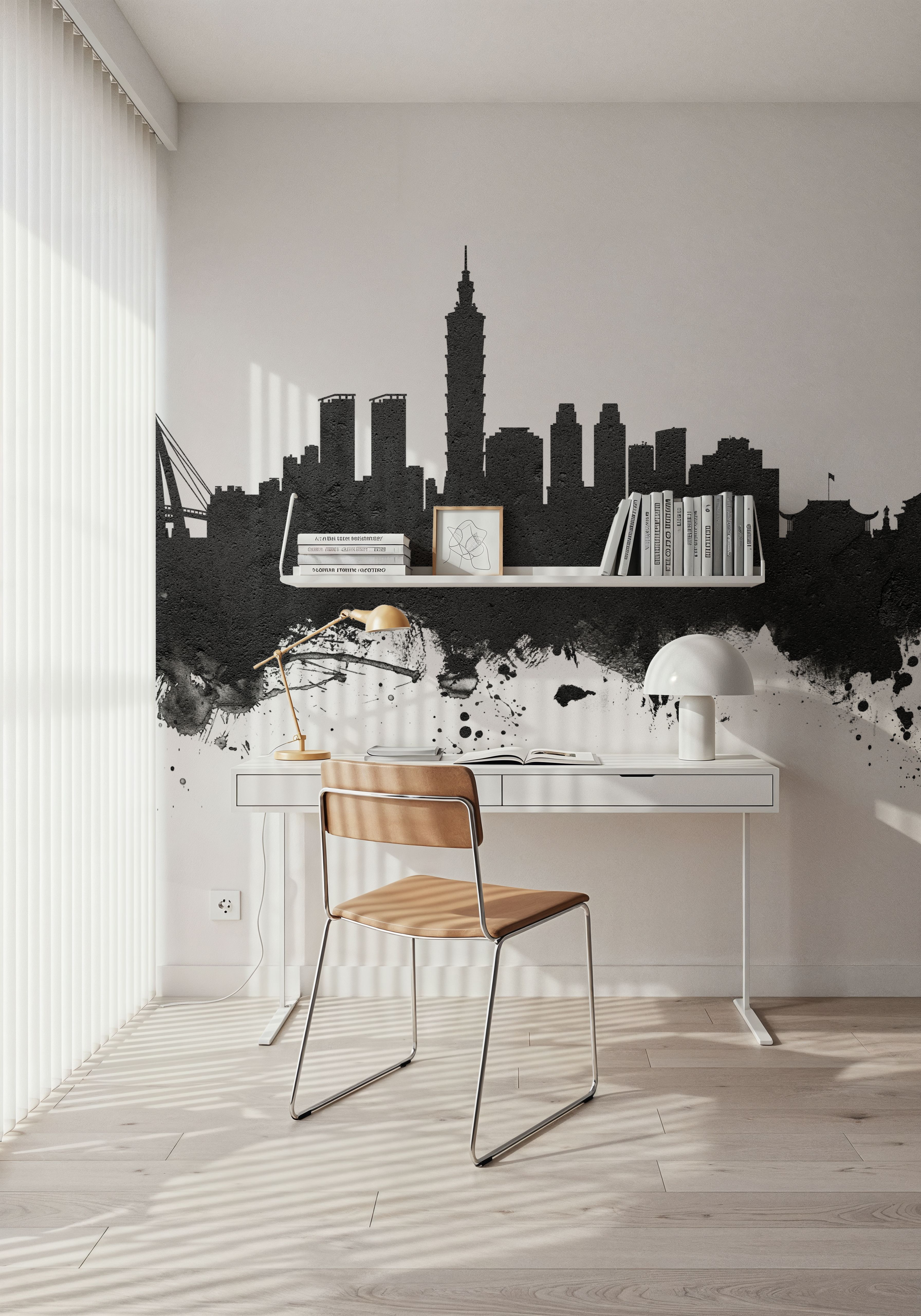 Taipei Taiwan Skyline Black & White