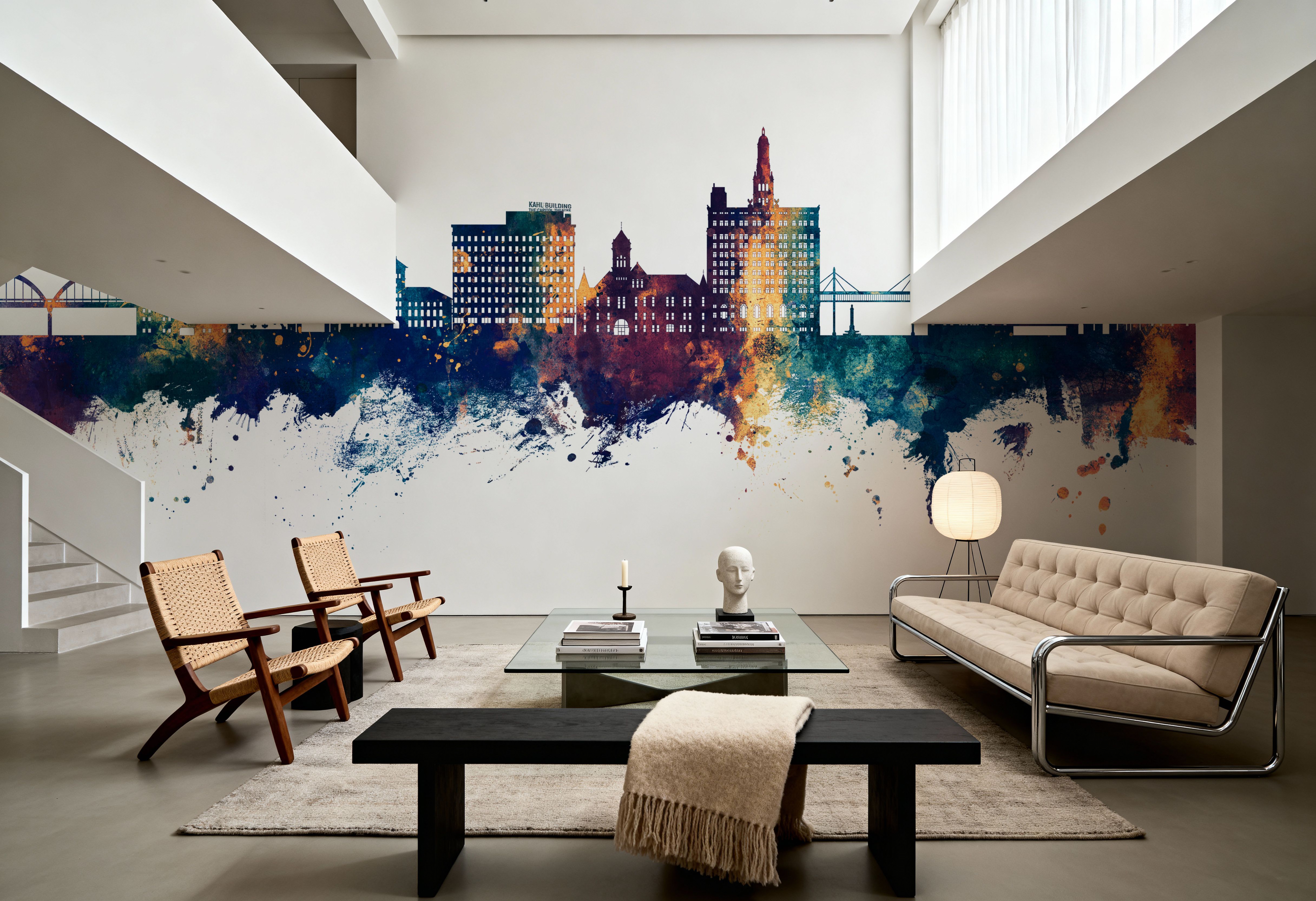 Davenport Iowa Skyline Blue & Bronze