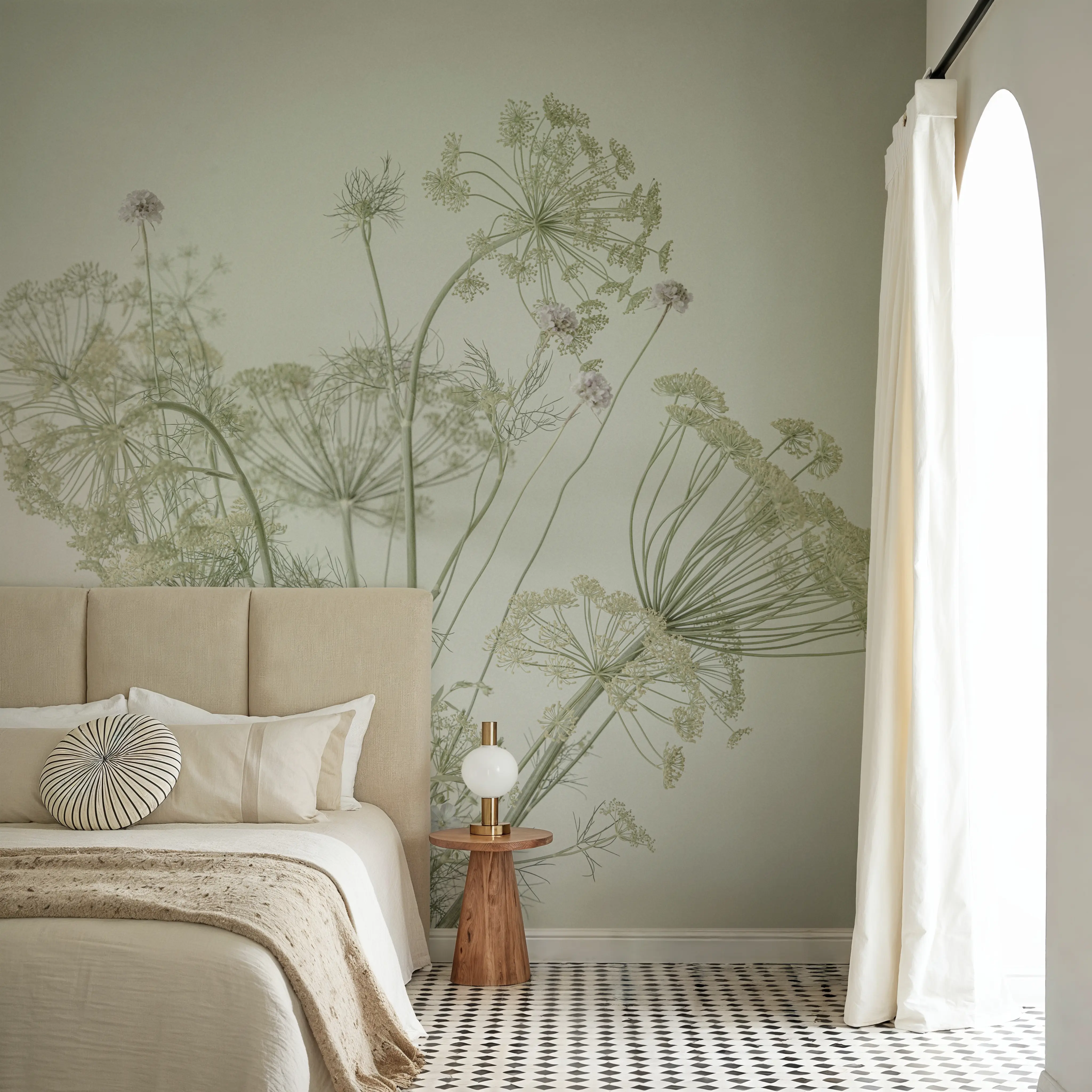 Wall Mural - A Delicate Touch of Nature - Floral Nature mural wallpaper - Green - Dining Room - Wallism UK - Peel & Stick or Paste-the-Wall