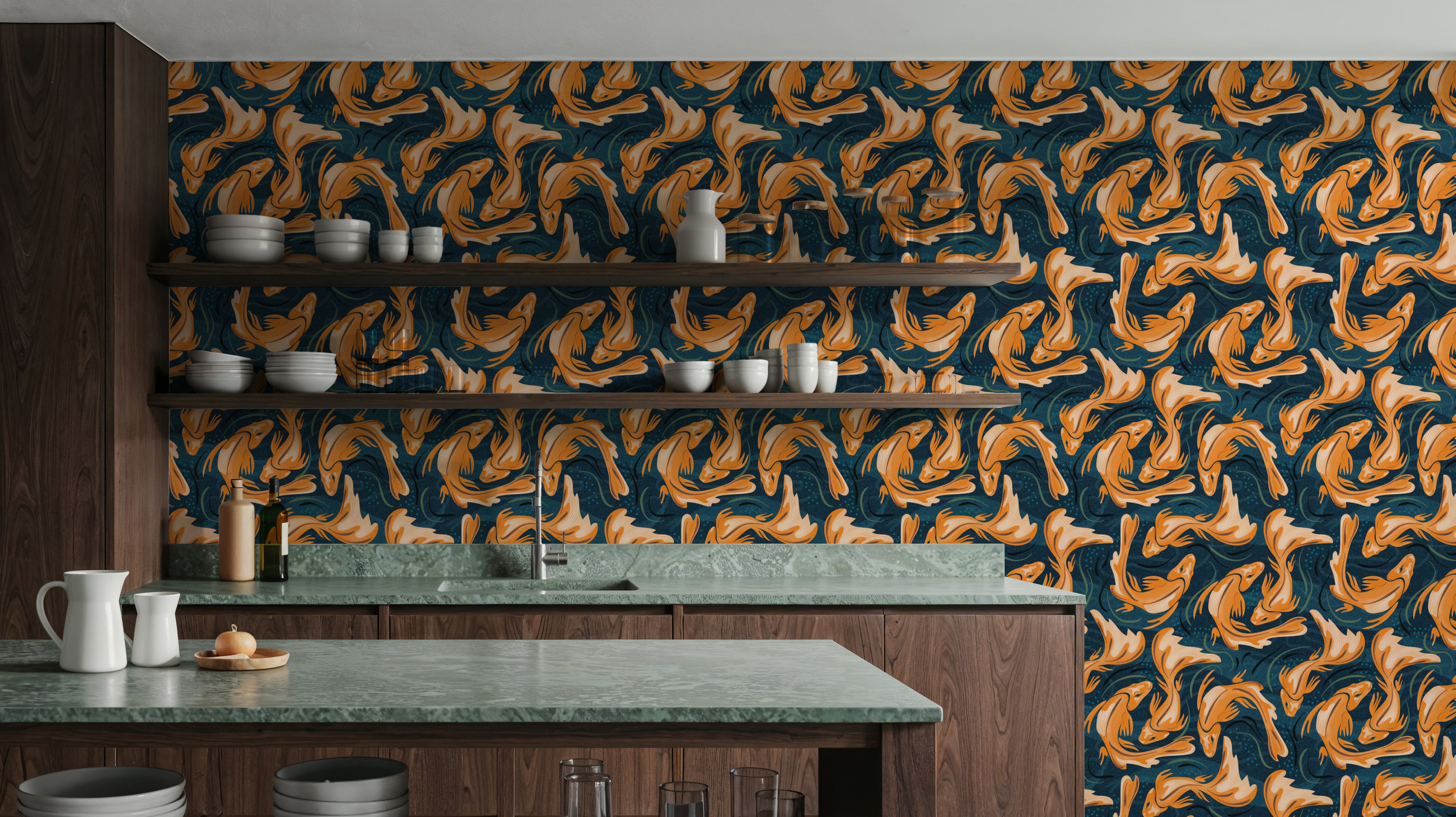 Koi Fish, Ocean Blue