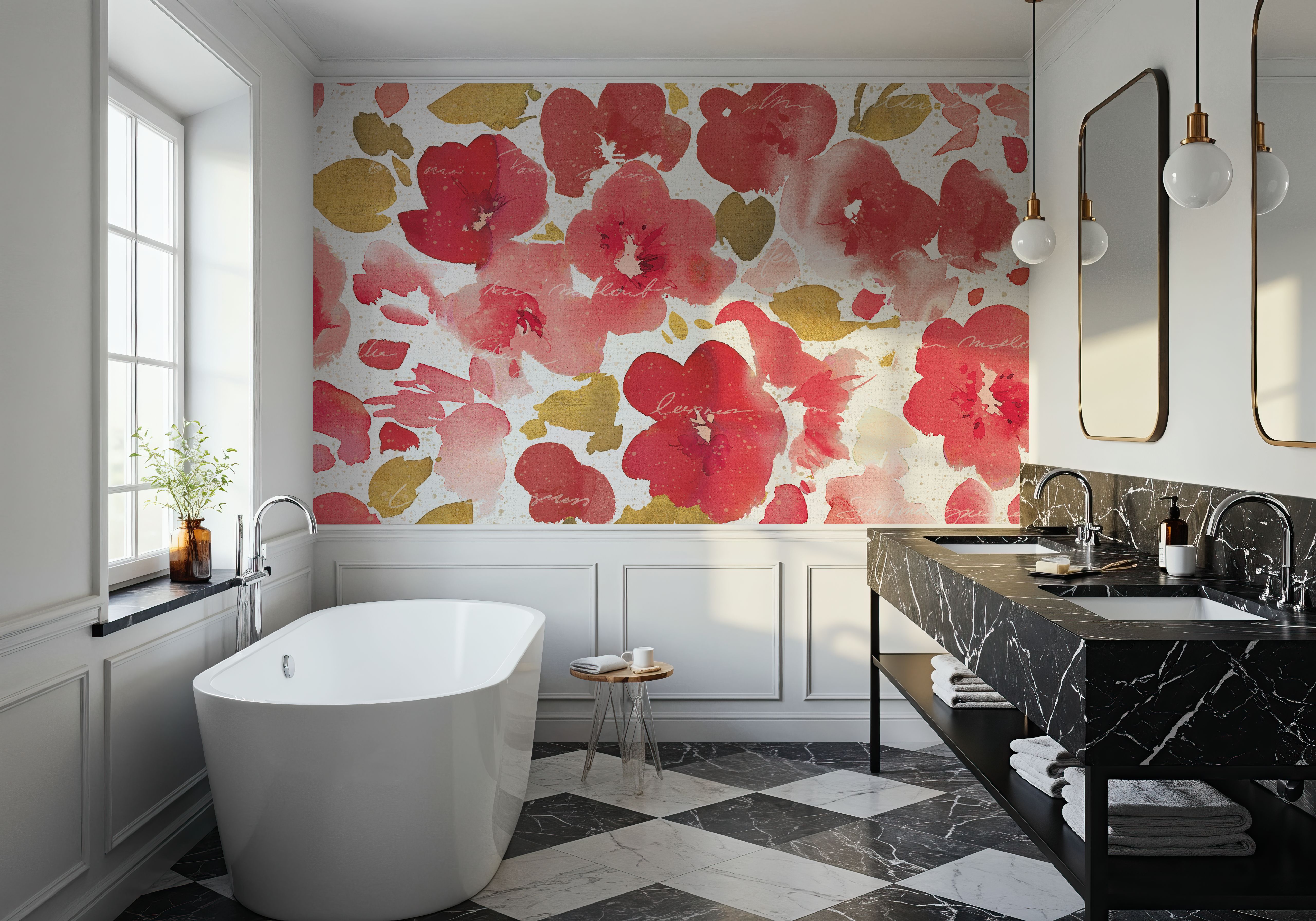Floral Flow I Red Gold