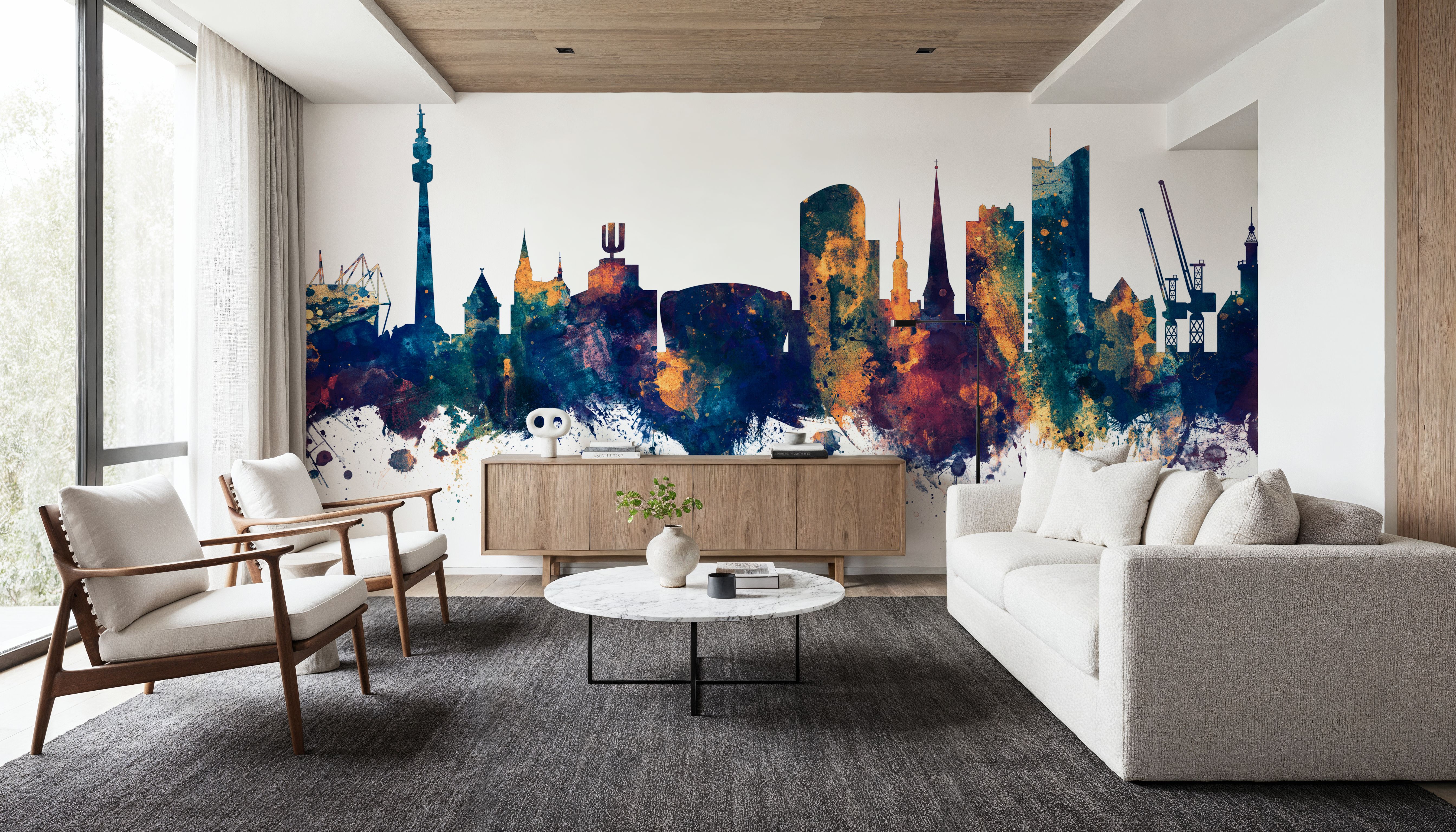 Dortmund Germany Skyline Blue & Bronze, Wallpaper