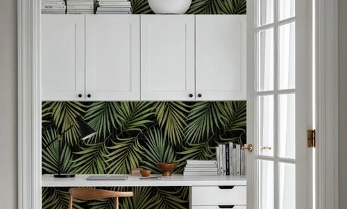 Bright Palms Pattern, Lush Green