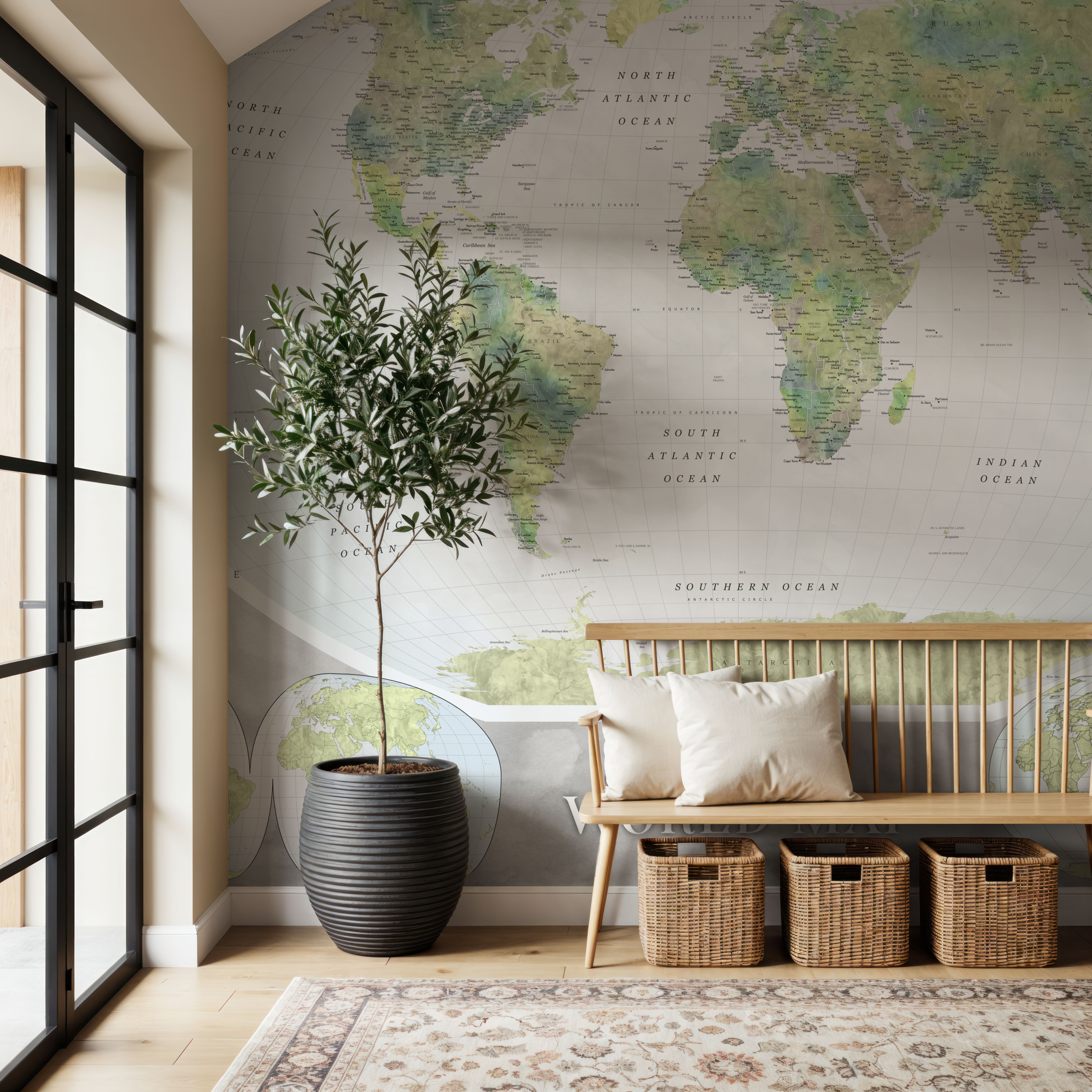 World Map Atlas Green