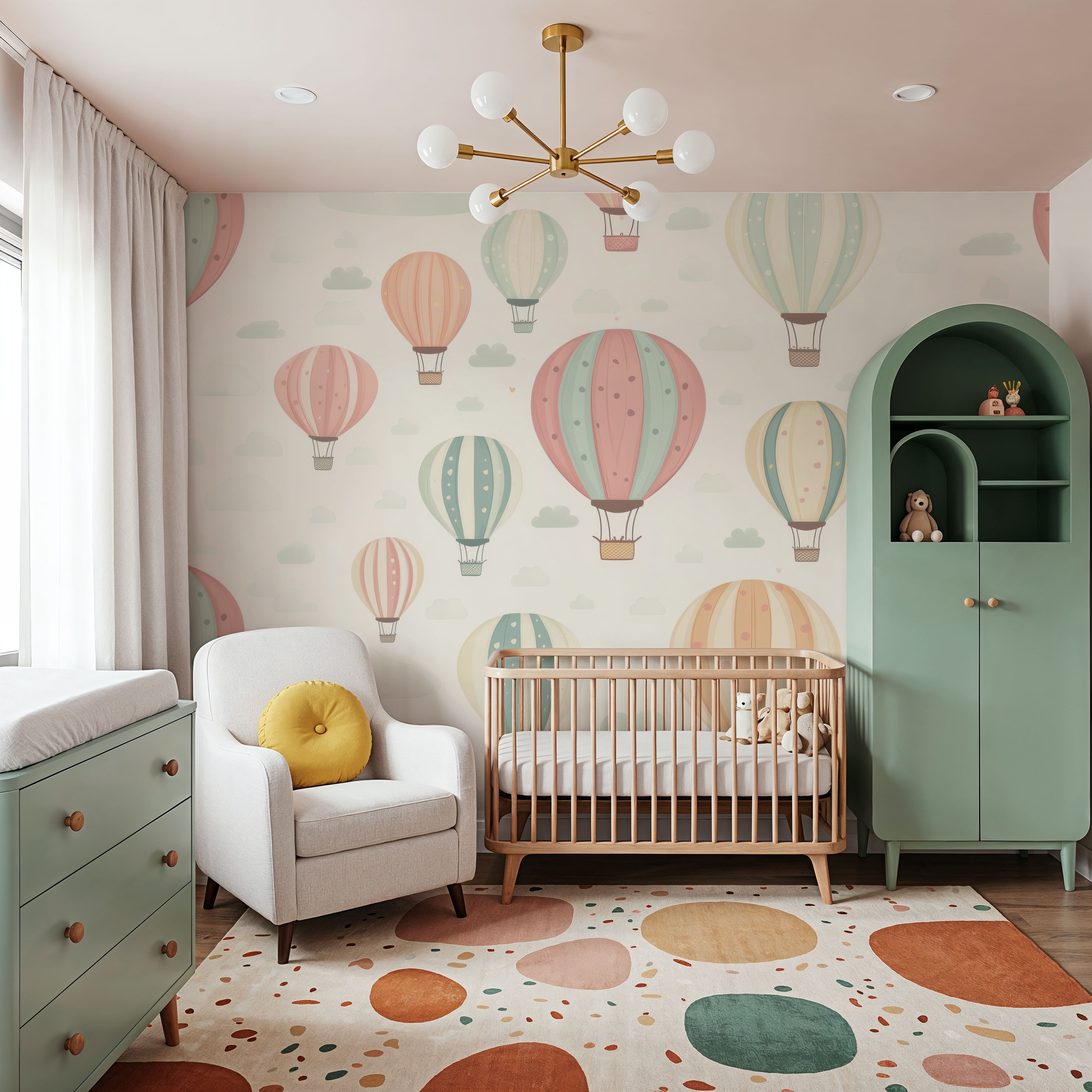 Hot Air Balloon Cloudy White