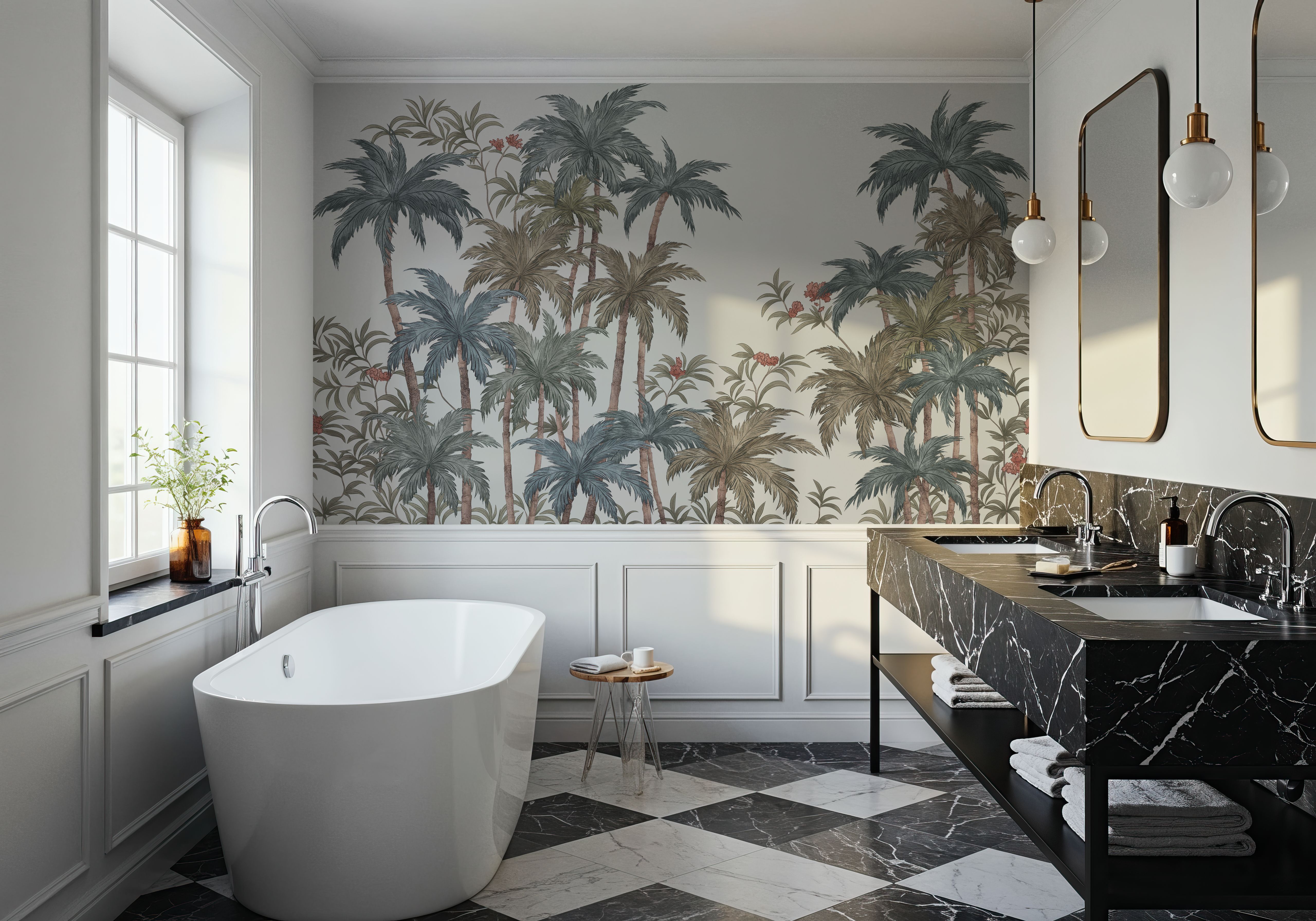 Palm Abode, Bright, Wallpaper