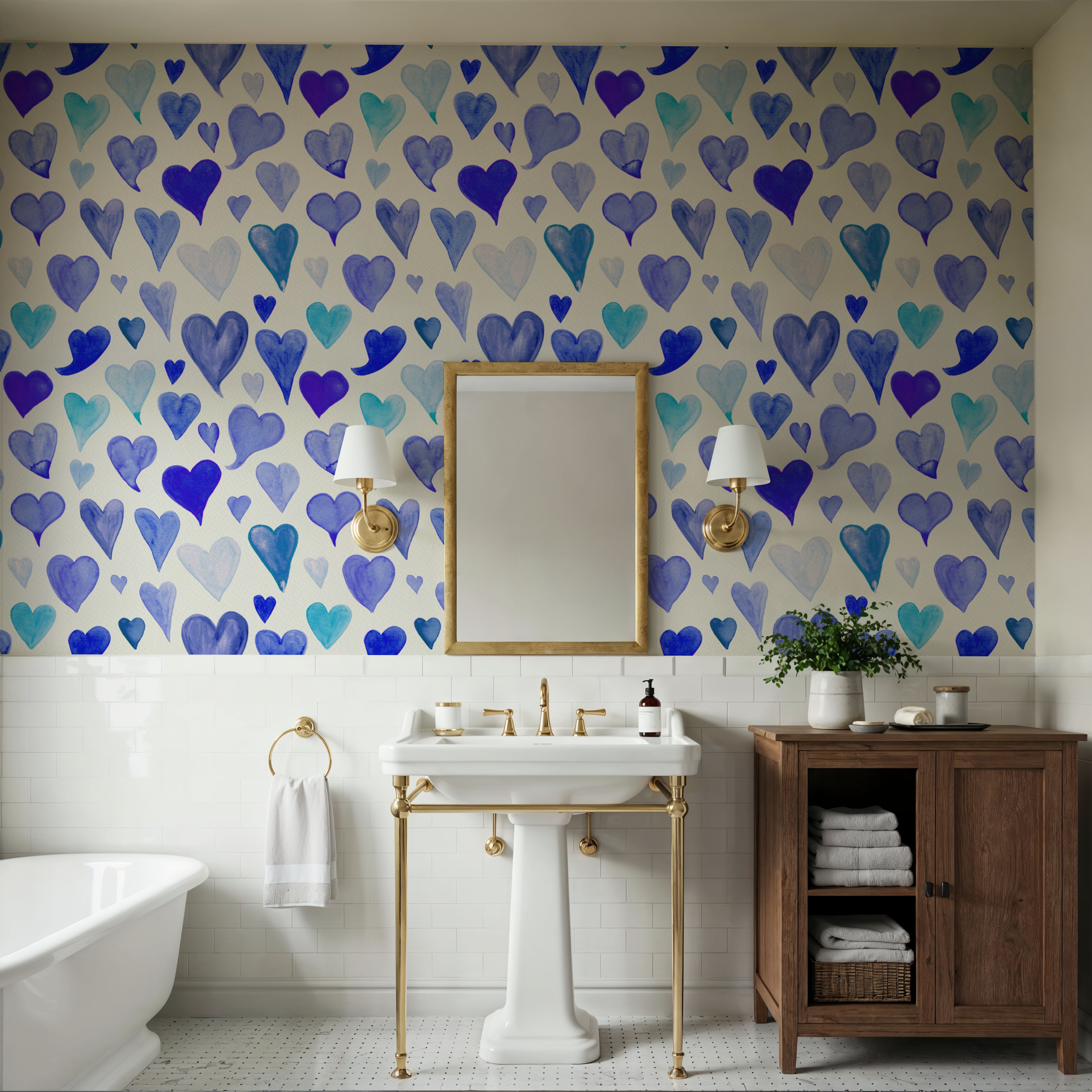 Blue Painted Hearts