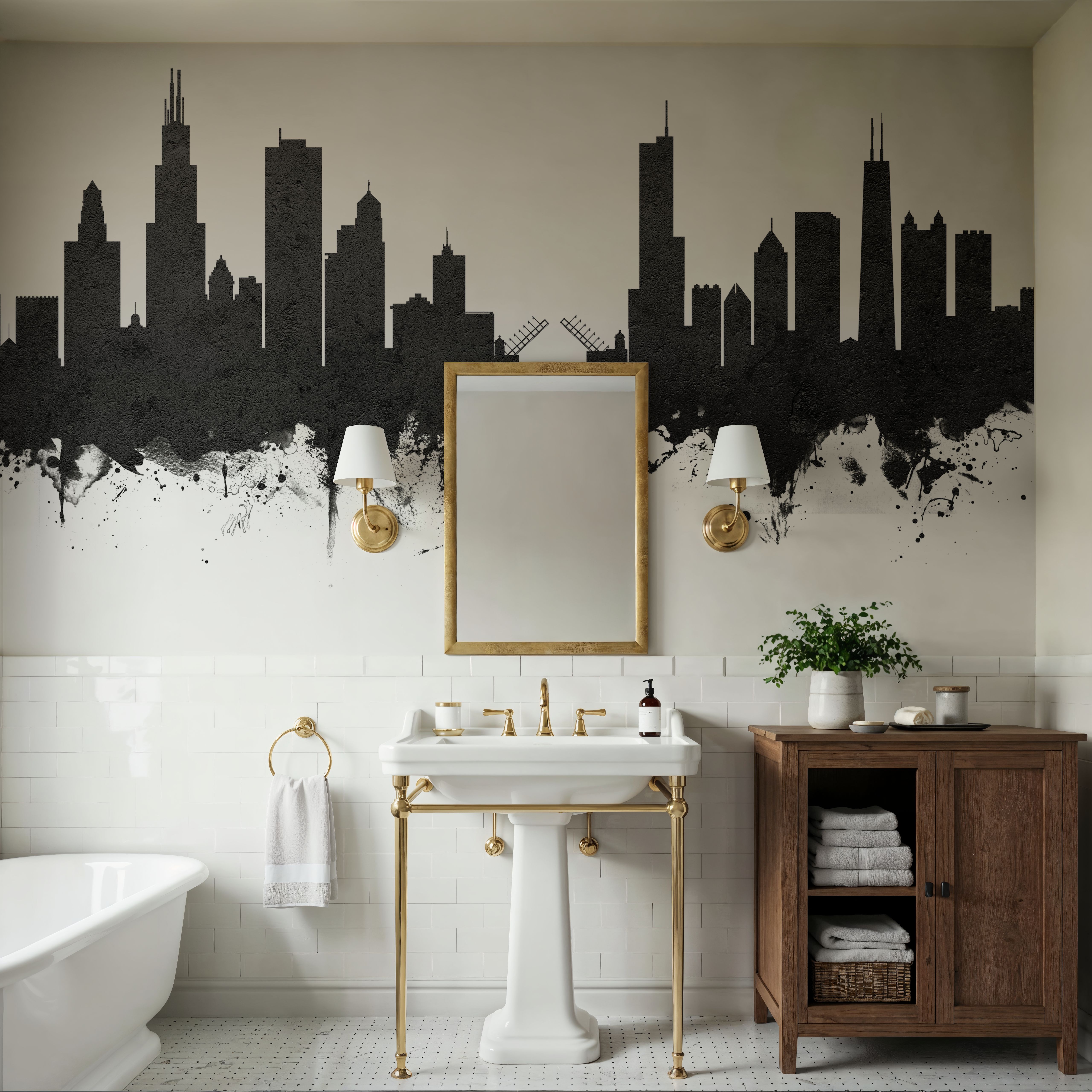 Chicago Illinois Skyline Black & White