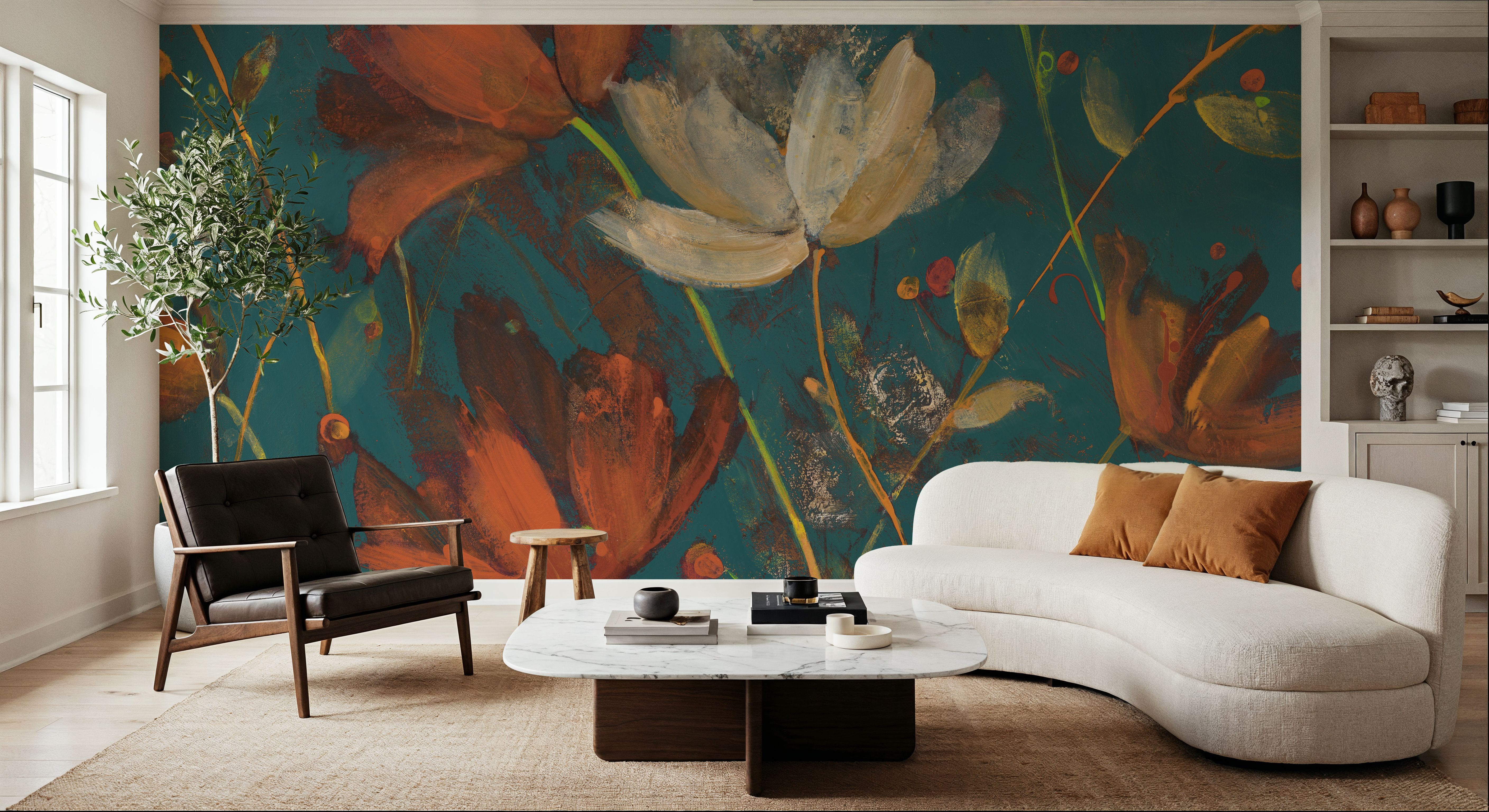 Moonlight Garden I Spice on Teal, Tapeten