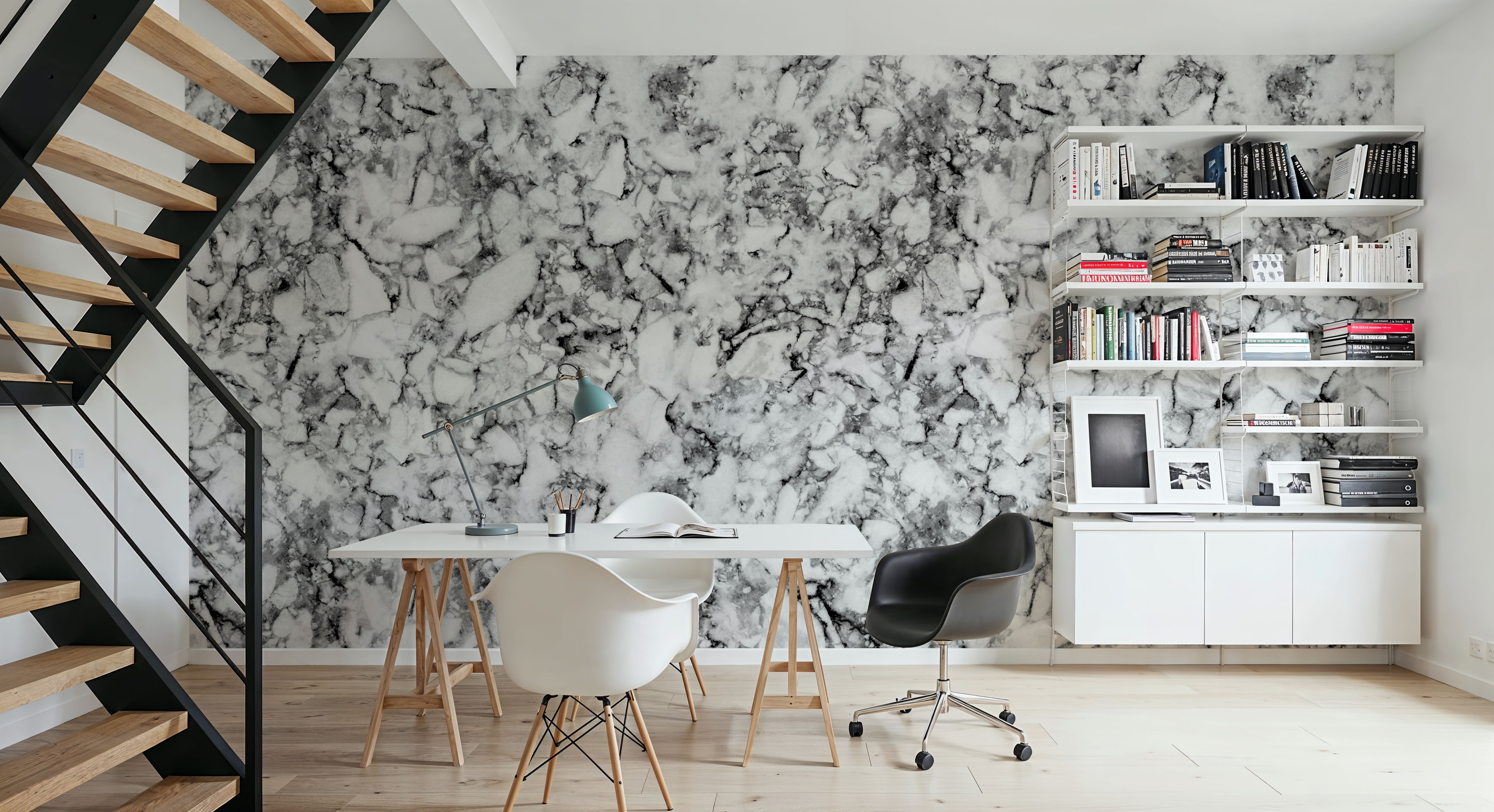 Statement Marble, Black & White, Wallpaper