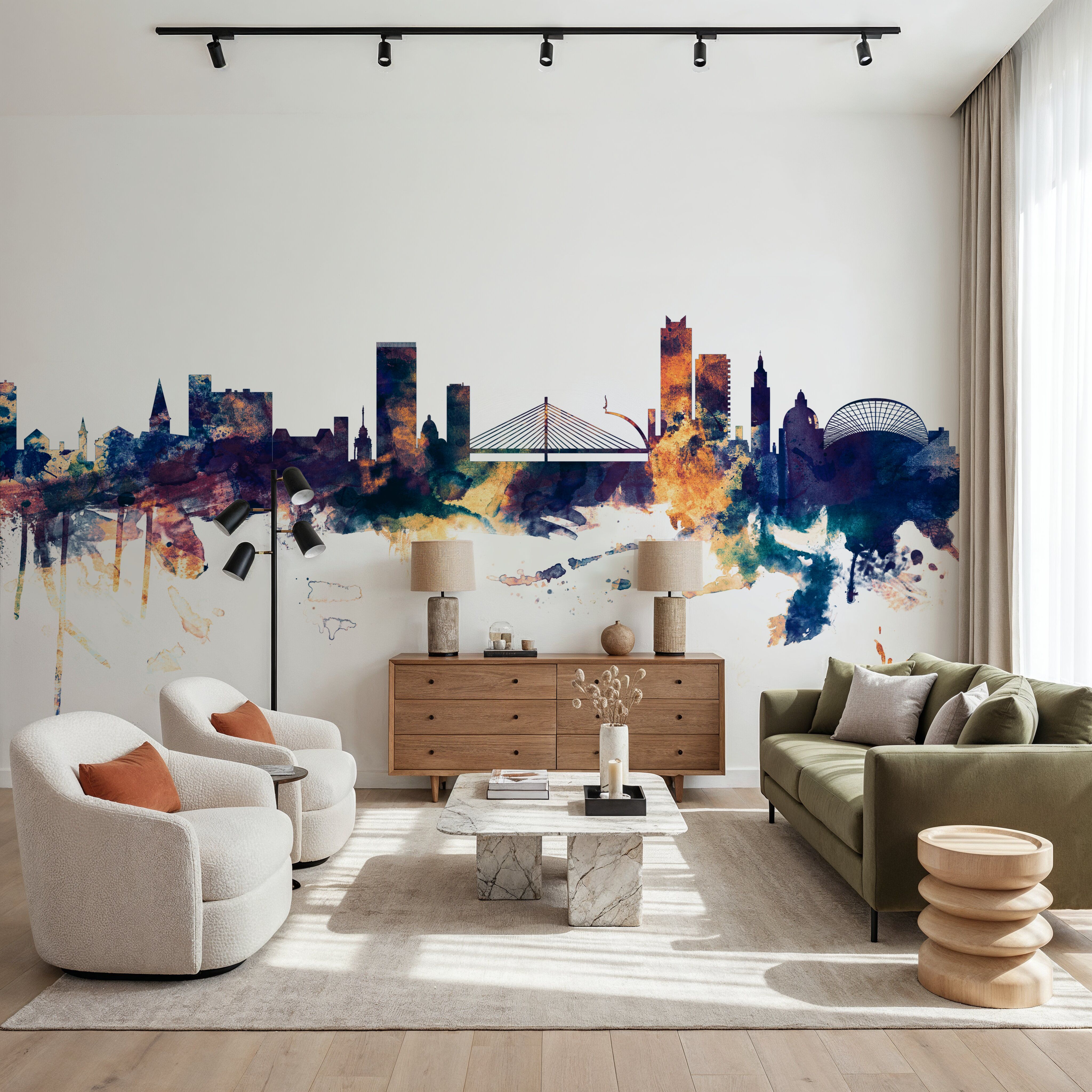 Liege Belgium Skyline Blue & Bronze