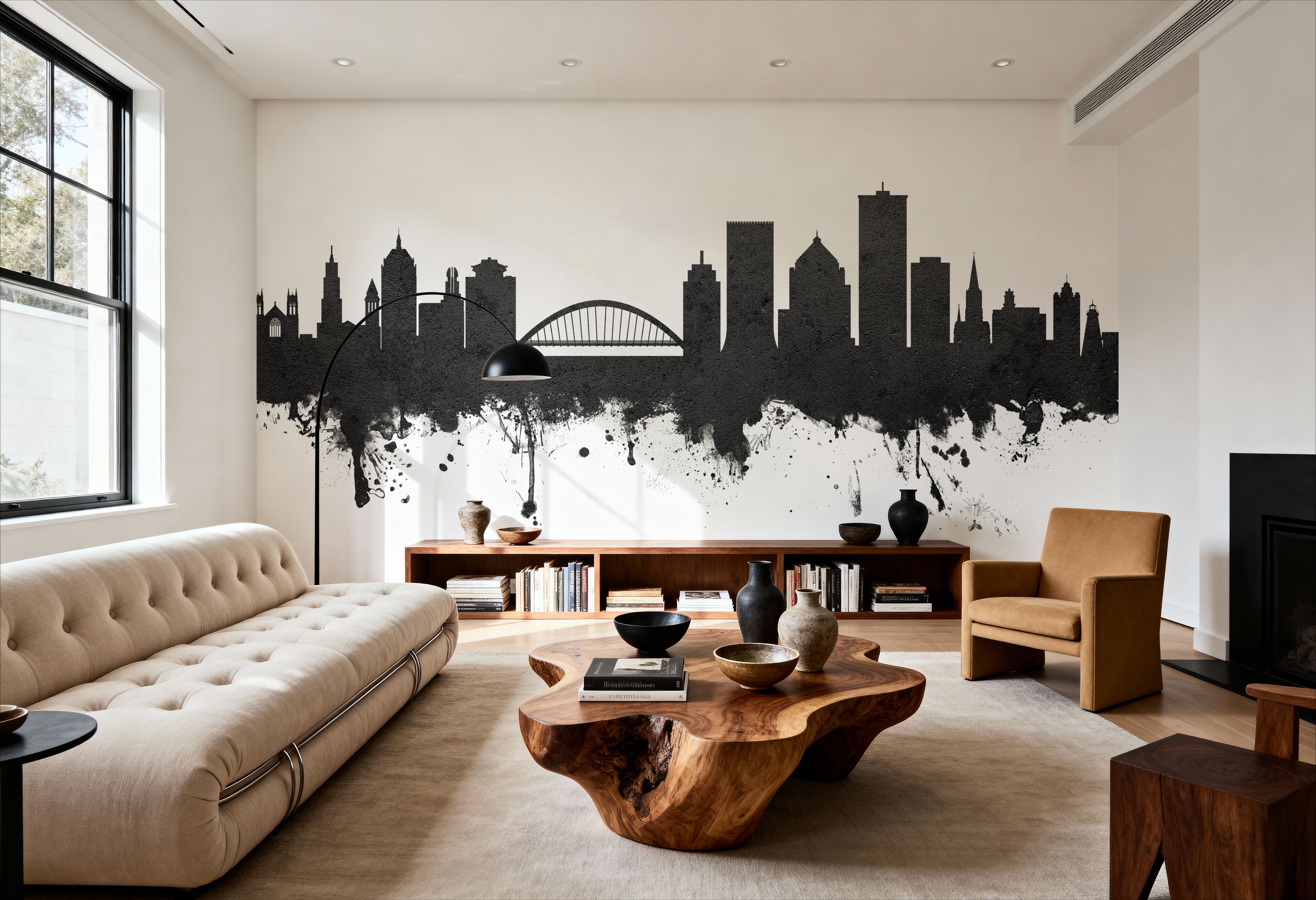 Rochester New York Skyline Black & White, Tapet