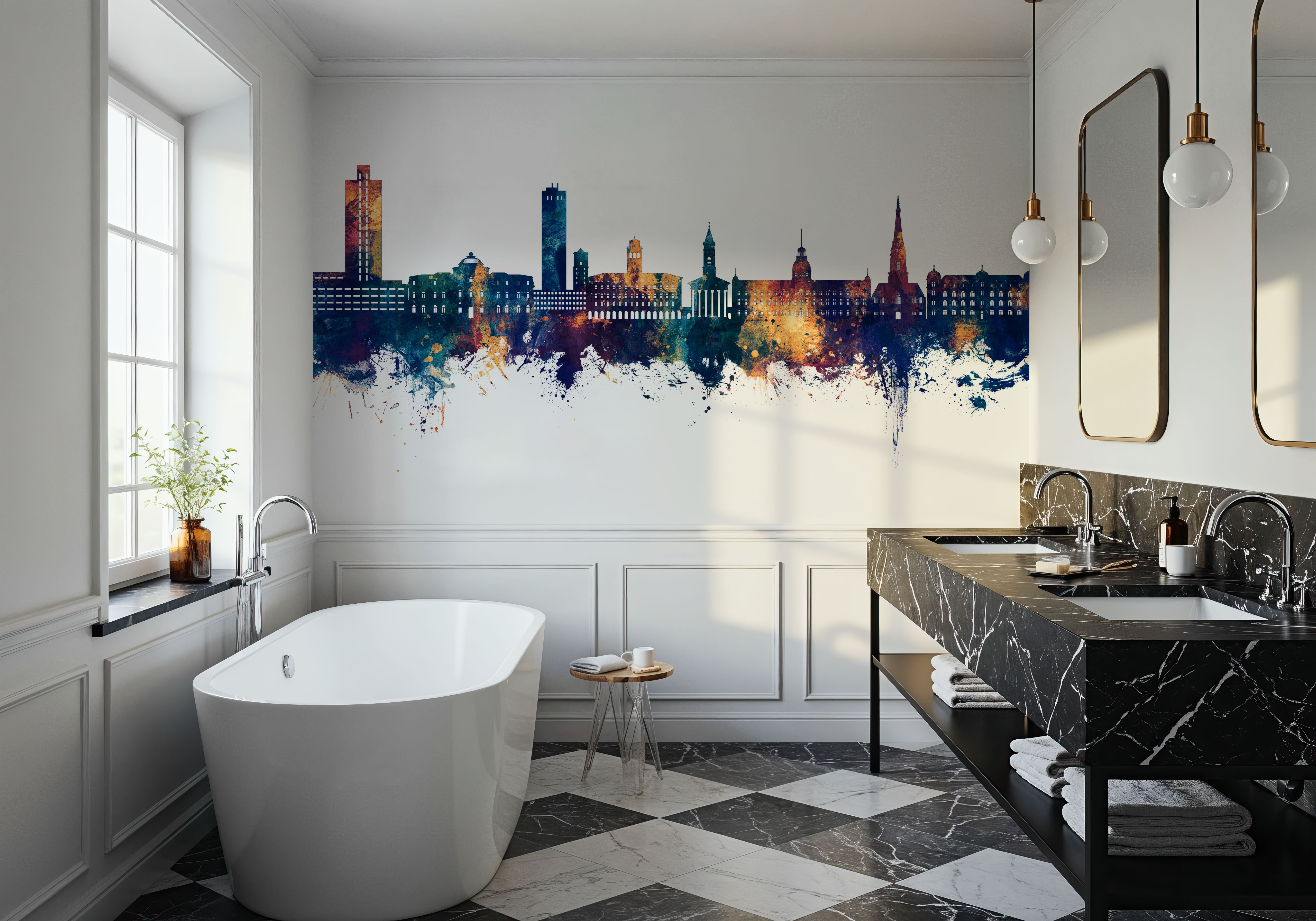 Karlsruhe Germany Skyline Blue & Bronze, Tapeten