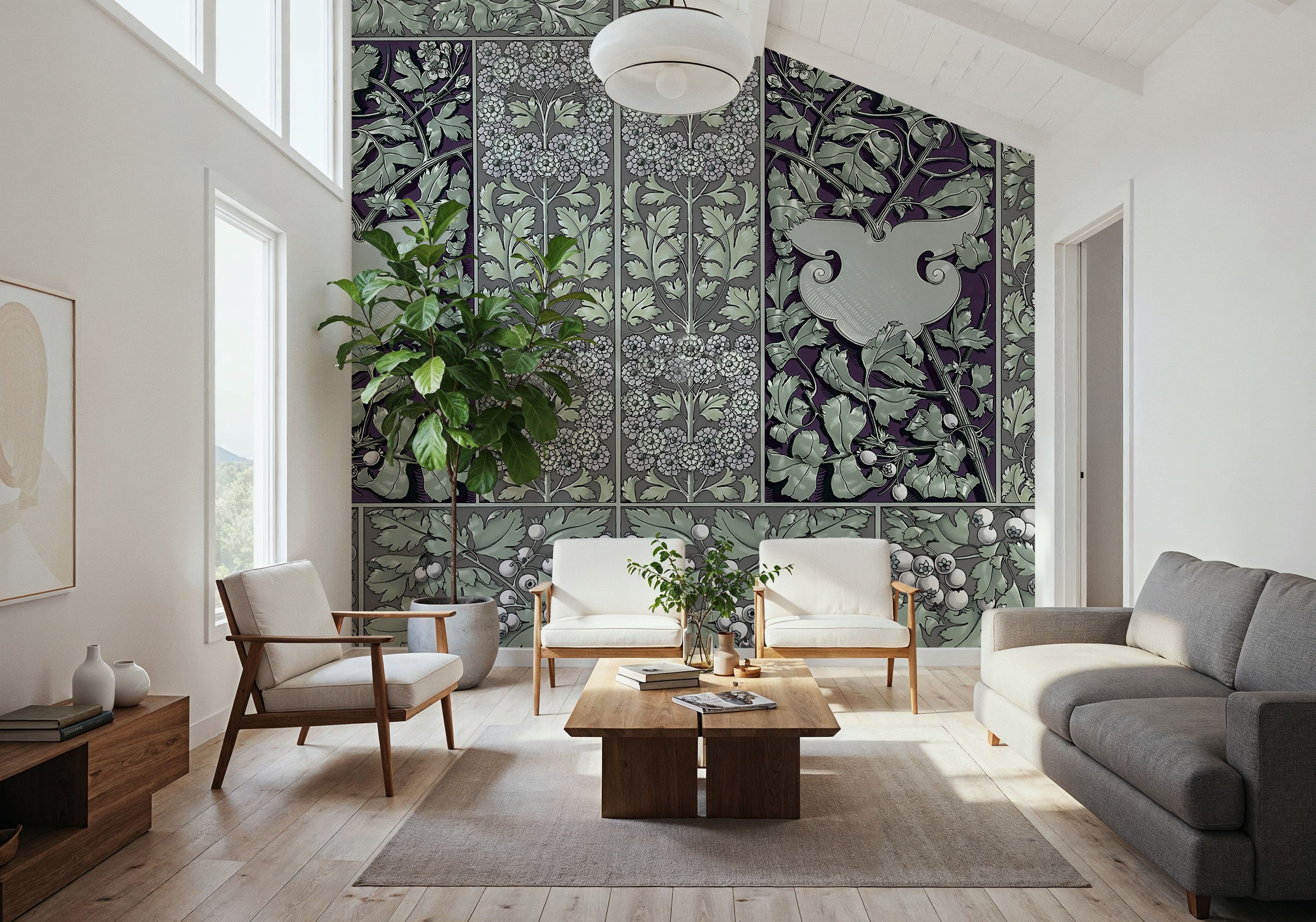 Flowers and Berries Green