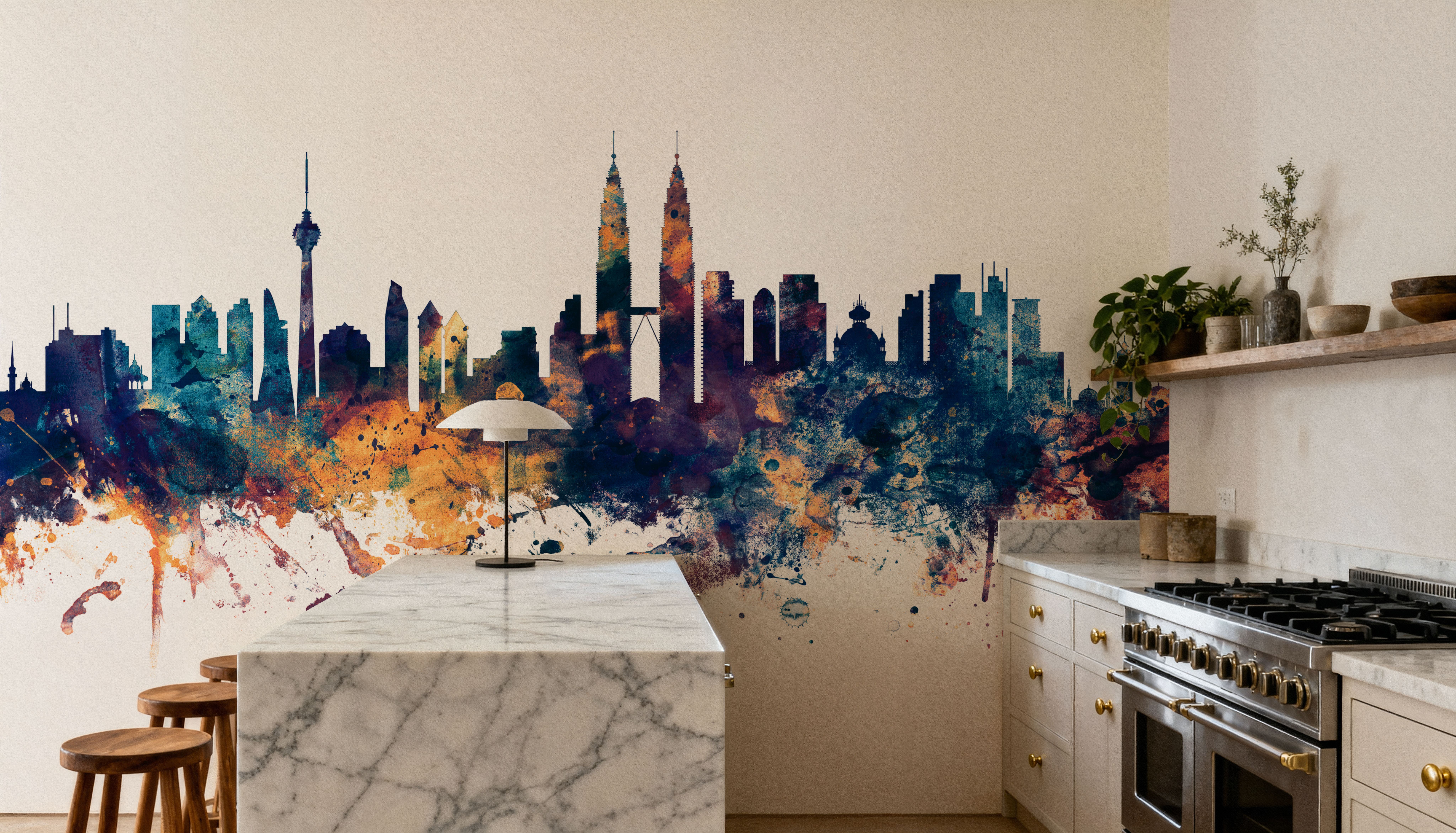 Kuala Lumpur Skyline Blue & Bronze