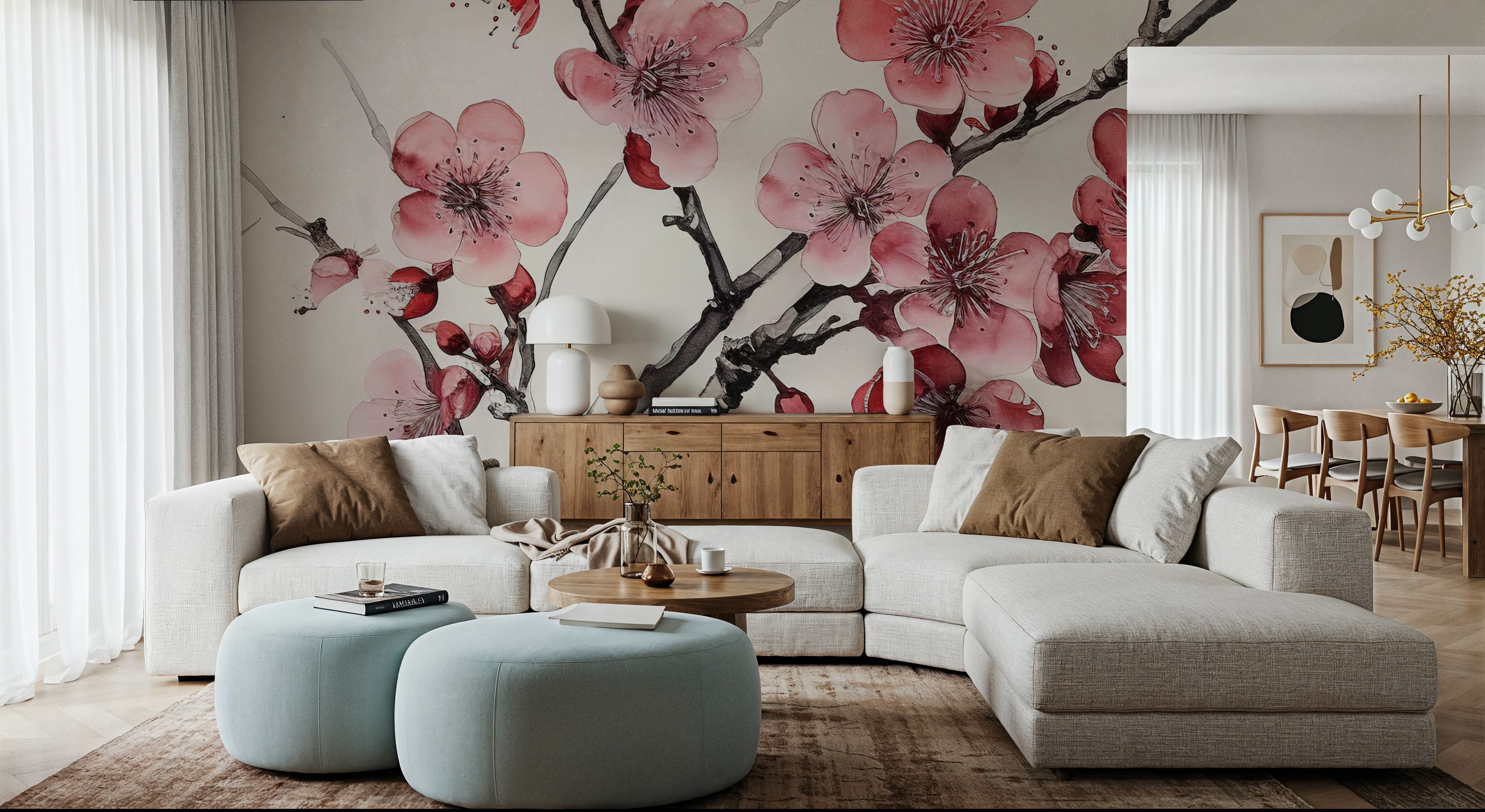 Ink Cherry Blossoms Branches