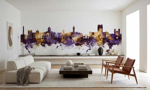 Bloomington Indiana Skyline Purple & Gold