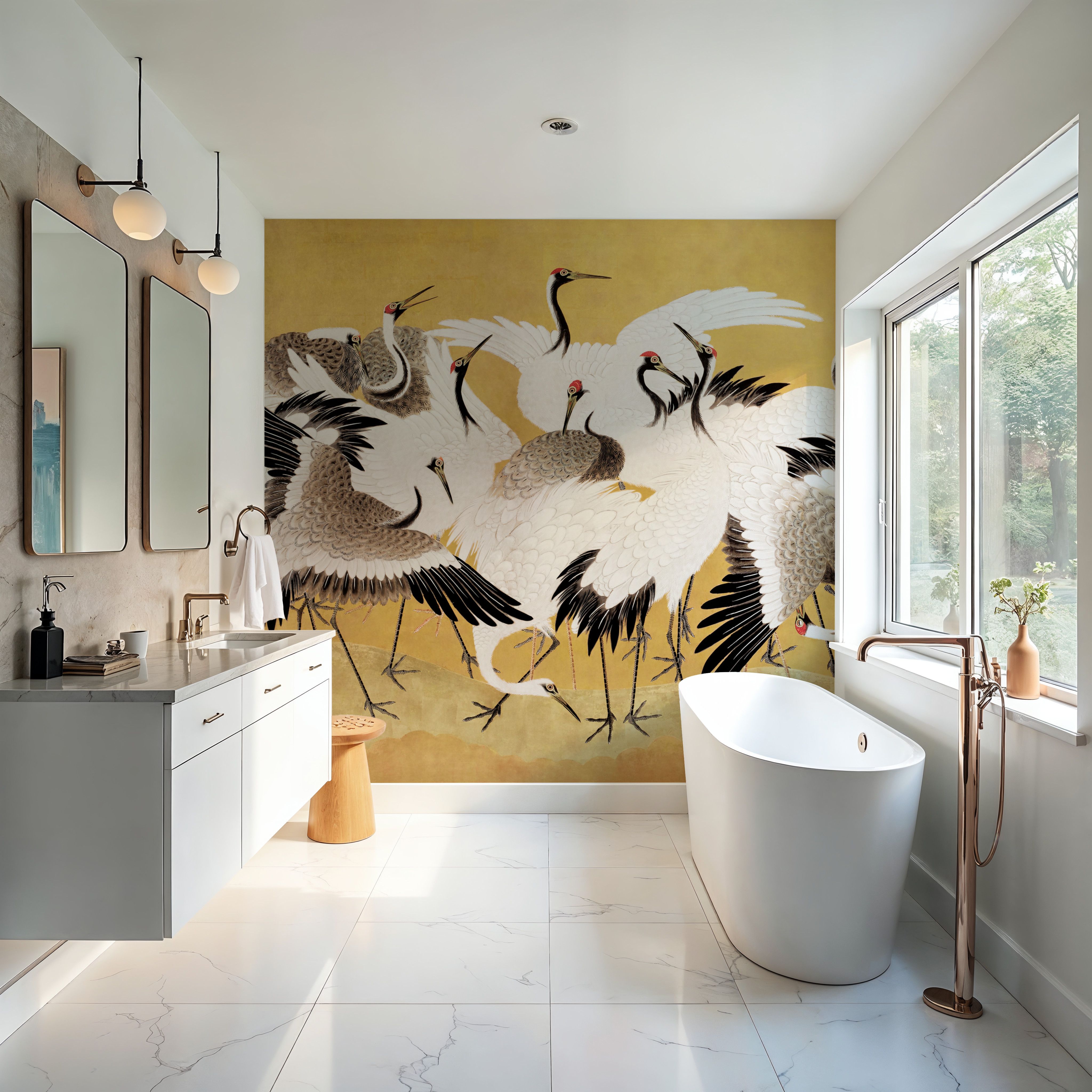 Japanese Flock of Cranes, Sun