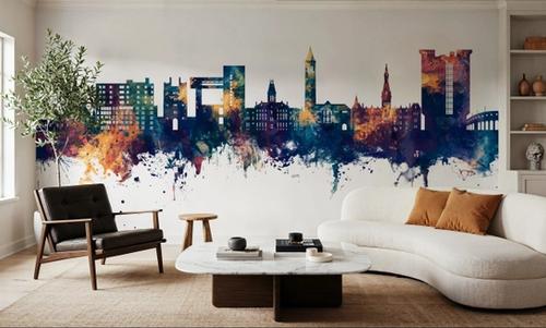 Ithaca New York Skyline Blue & Bronze