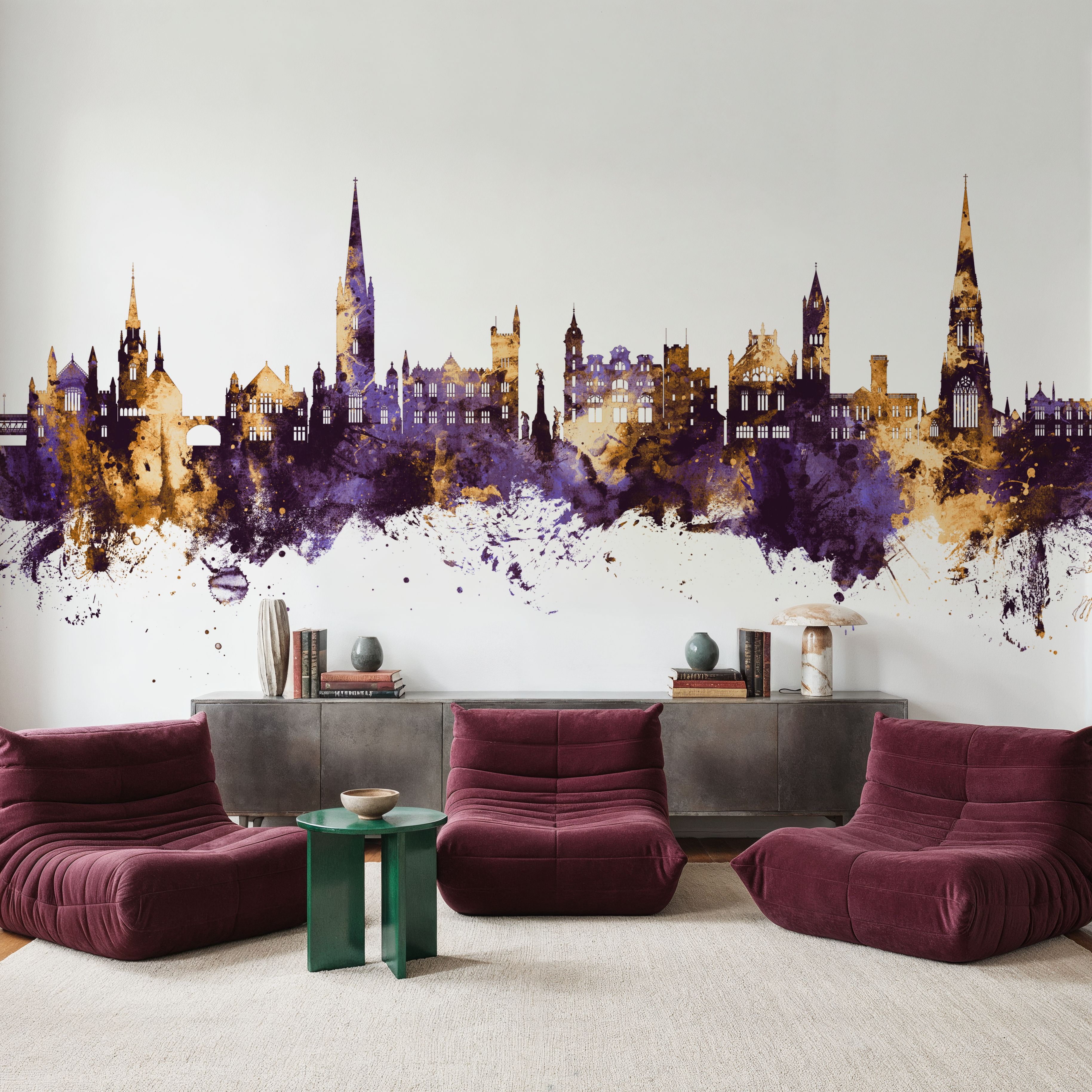 Derry Northern Ireland Skyline Purple & Gold