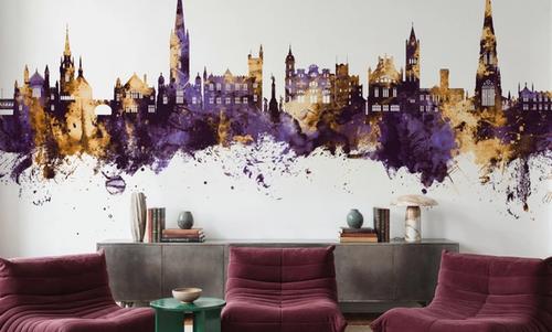 Derry Northern Ireland Skyline Purple & Gold