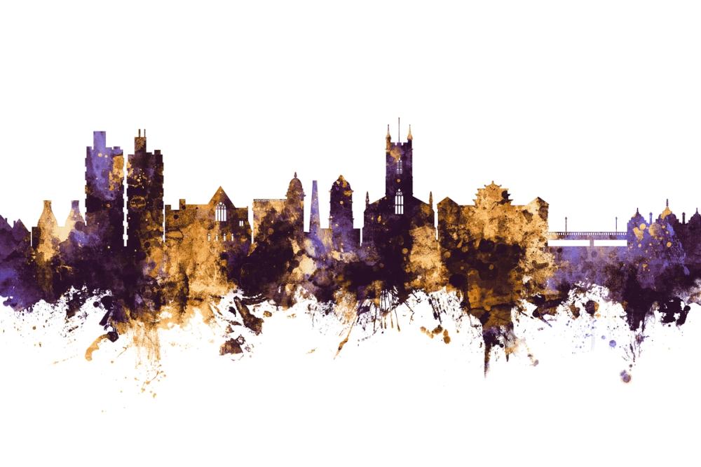 Stoke-on-Trent Skyline Purple & Gold