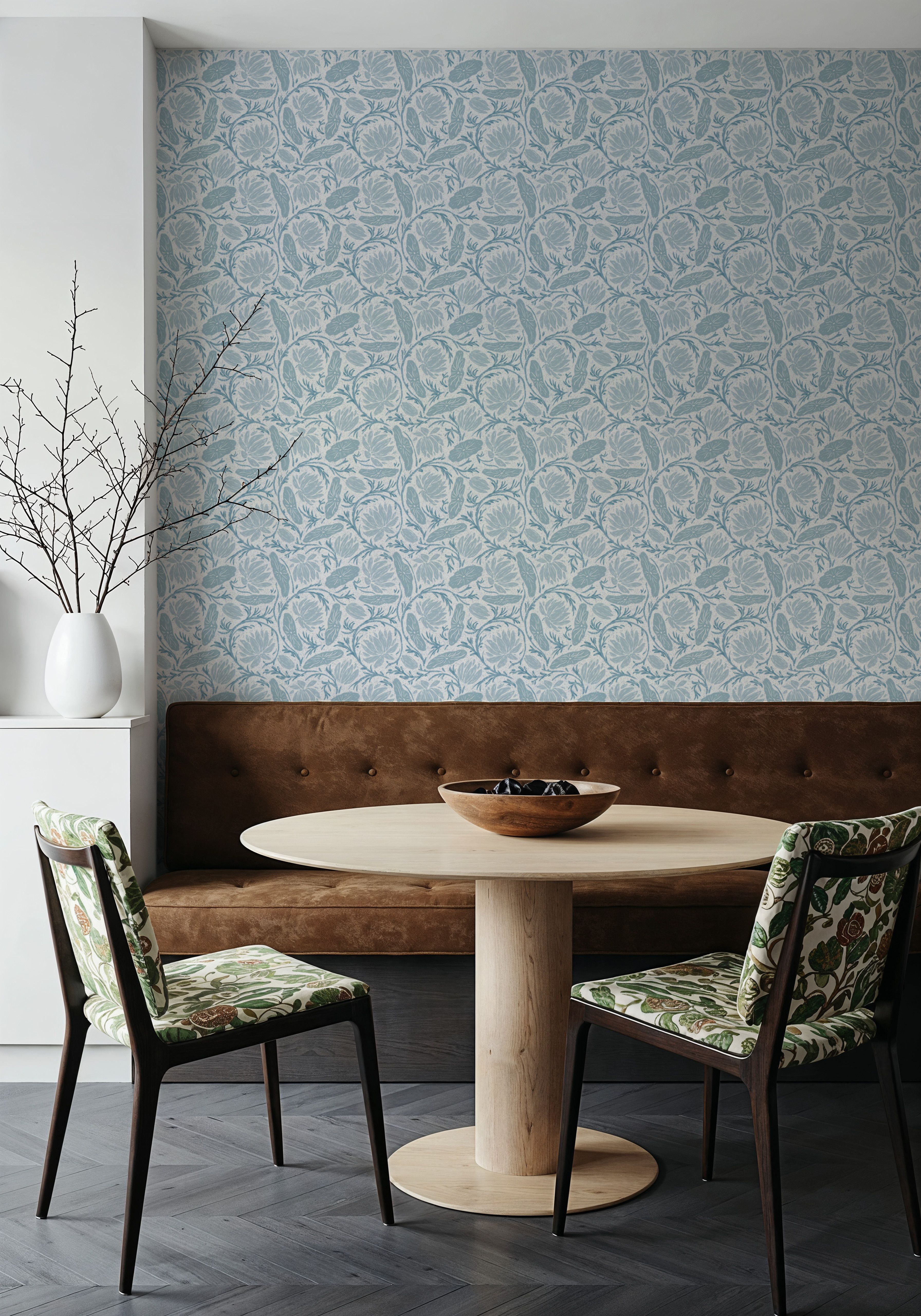Block Print Lotus, French Blue