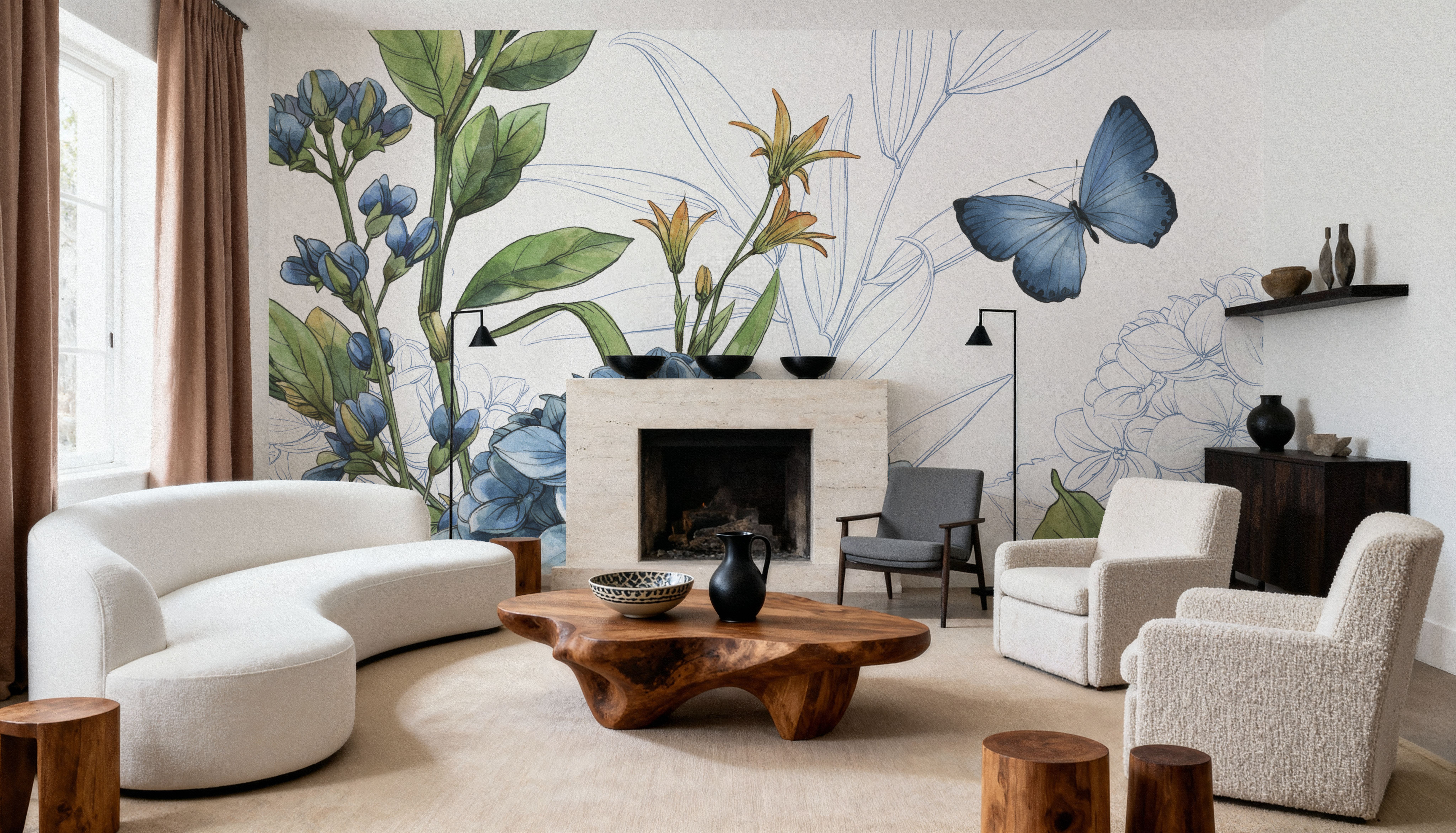 Blue Botanica II, Wallpaper