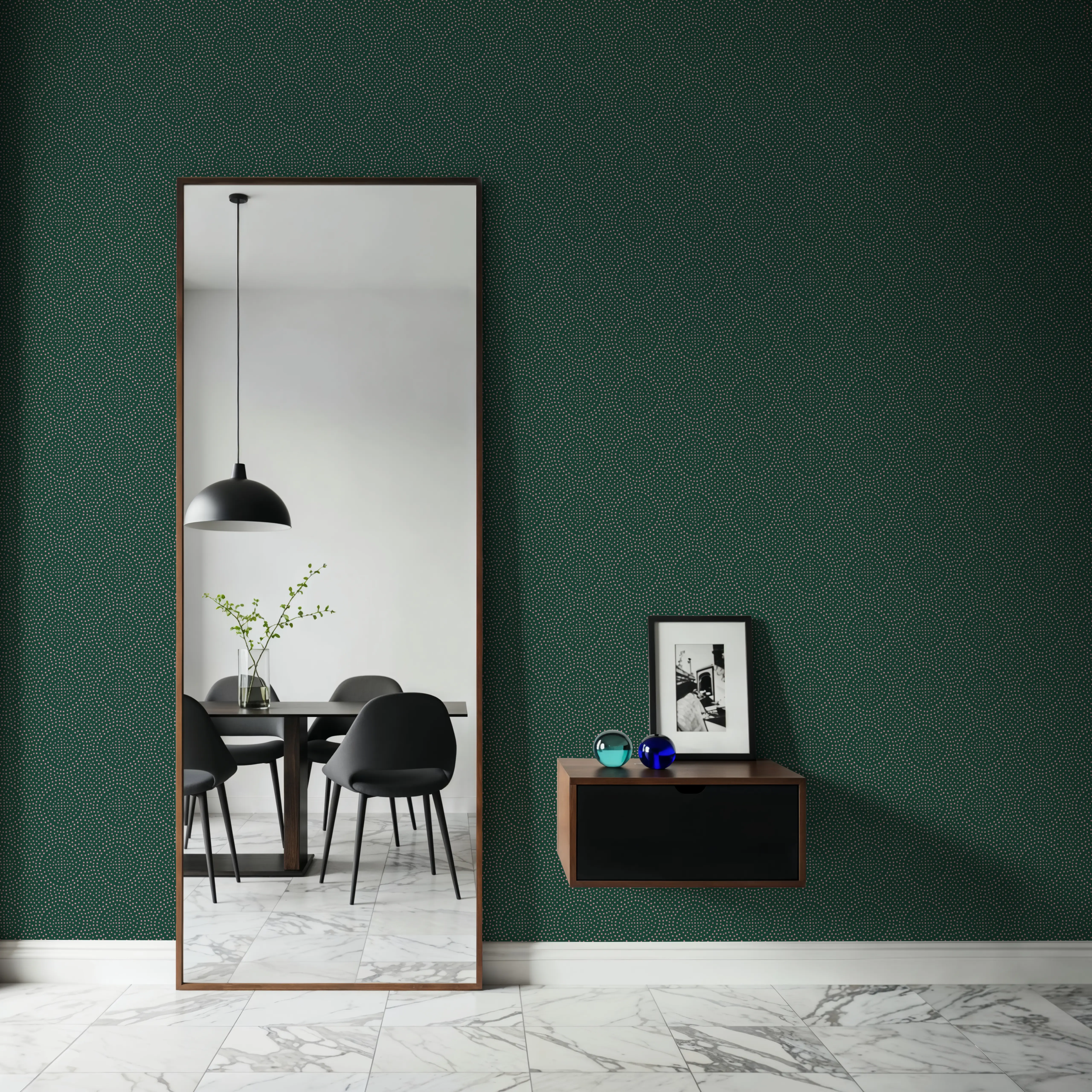Behang - Cirkular Dots - Stippen - Groen - Eetkamer - Wallism België - Zelfklevend of Vliesbehang