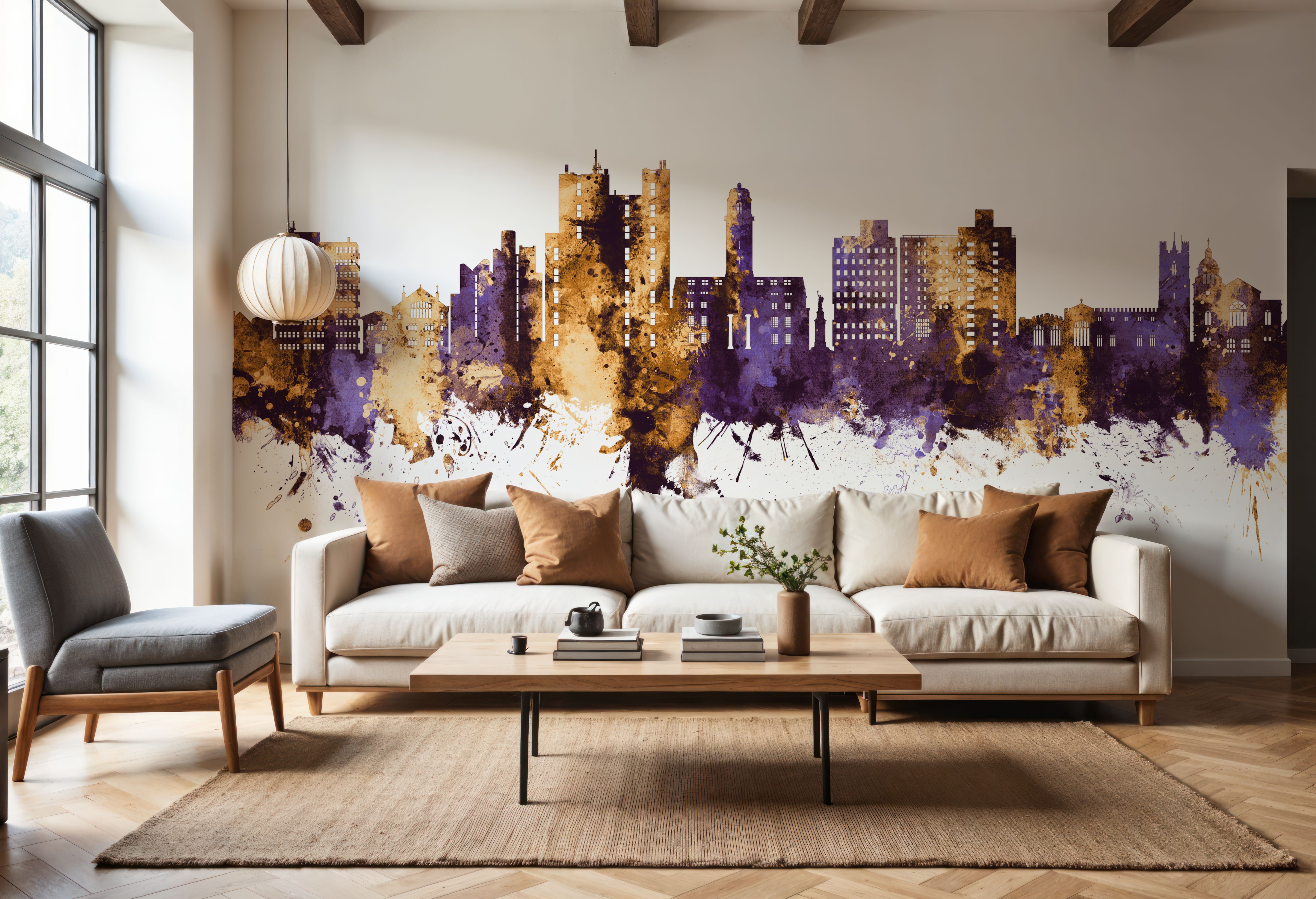 Luton England Skyline Purple & Gold