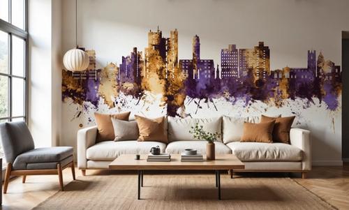 Luton England Skyline Purple & Gold