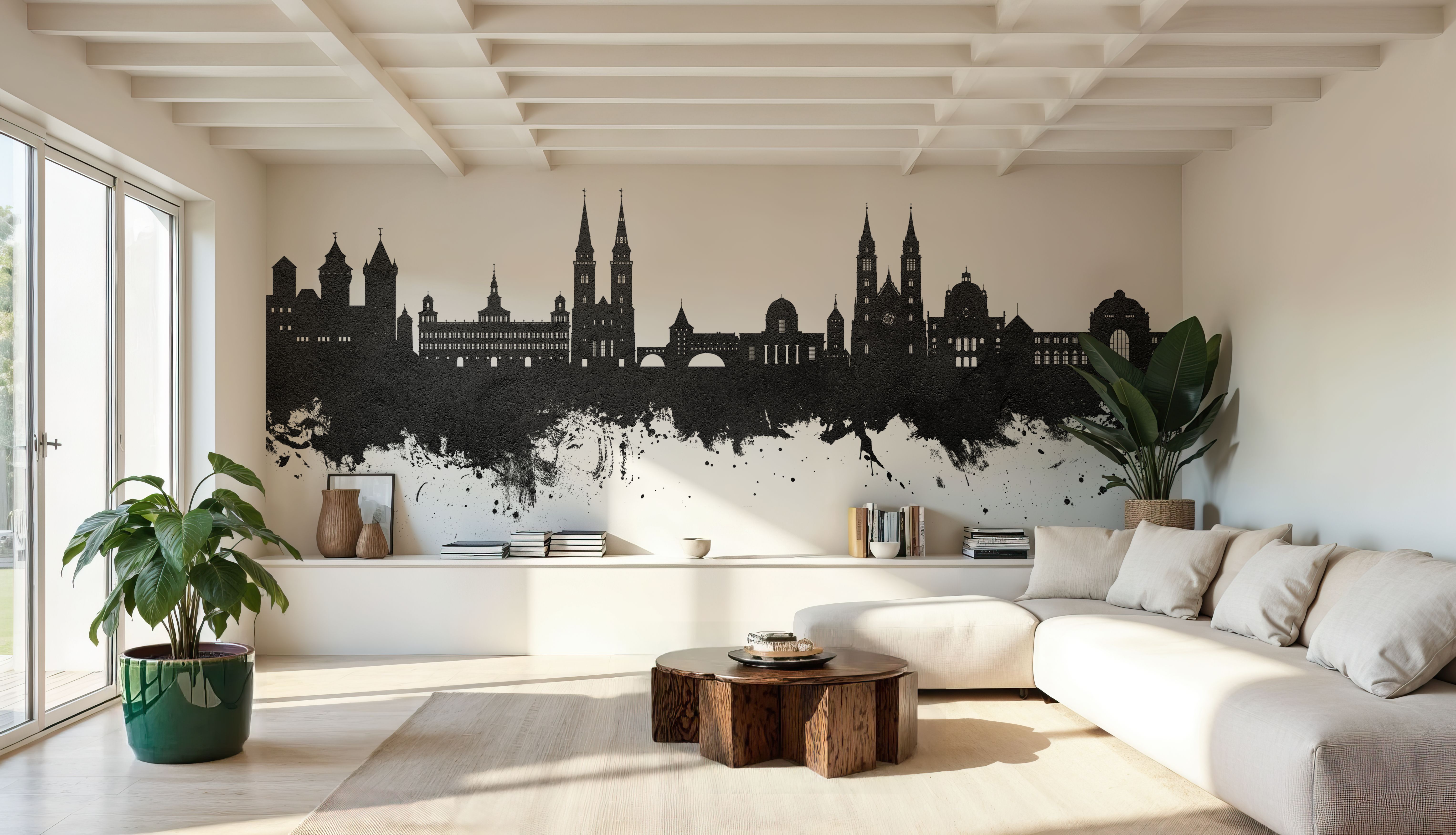 Nürnberg Germany Skyline Black & White