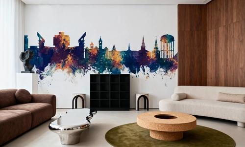 Auburn Alabama Skyline Blue & Bronze