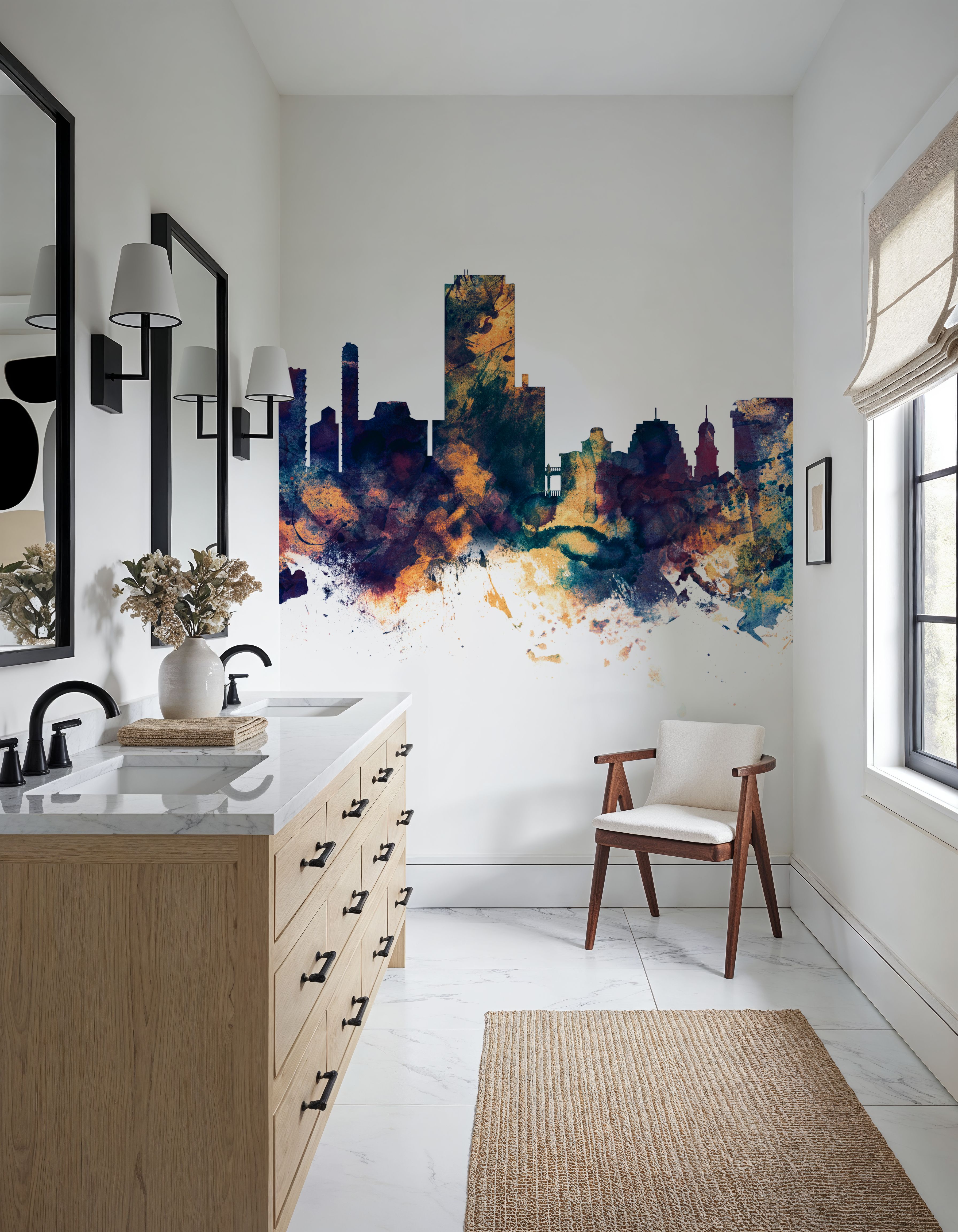 Wellington New Zealand Skyline Blue & Bronze