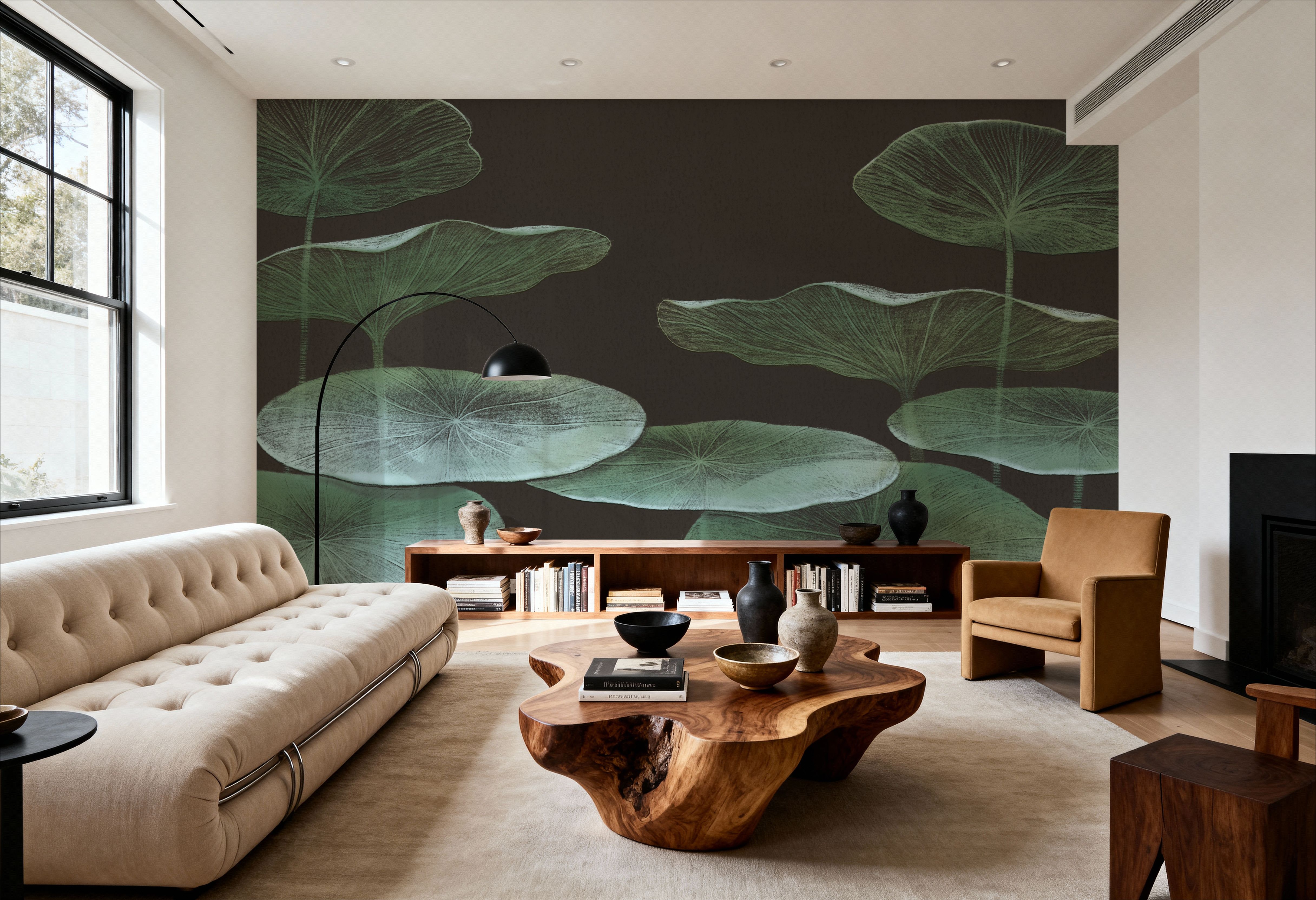 Subtle Water Lily Drawing, Black
