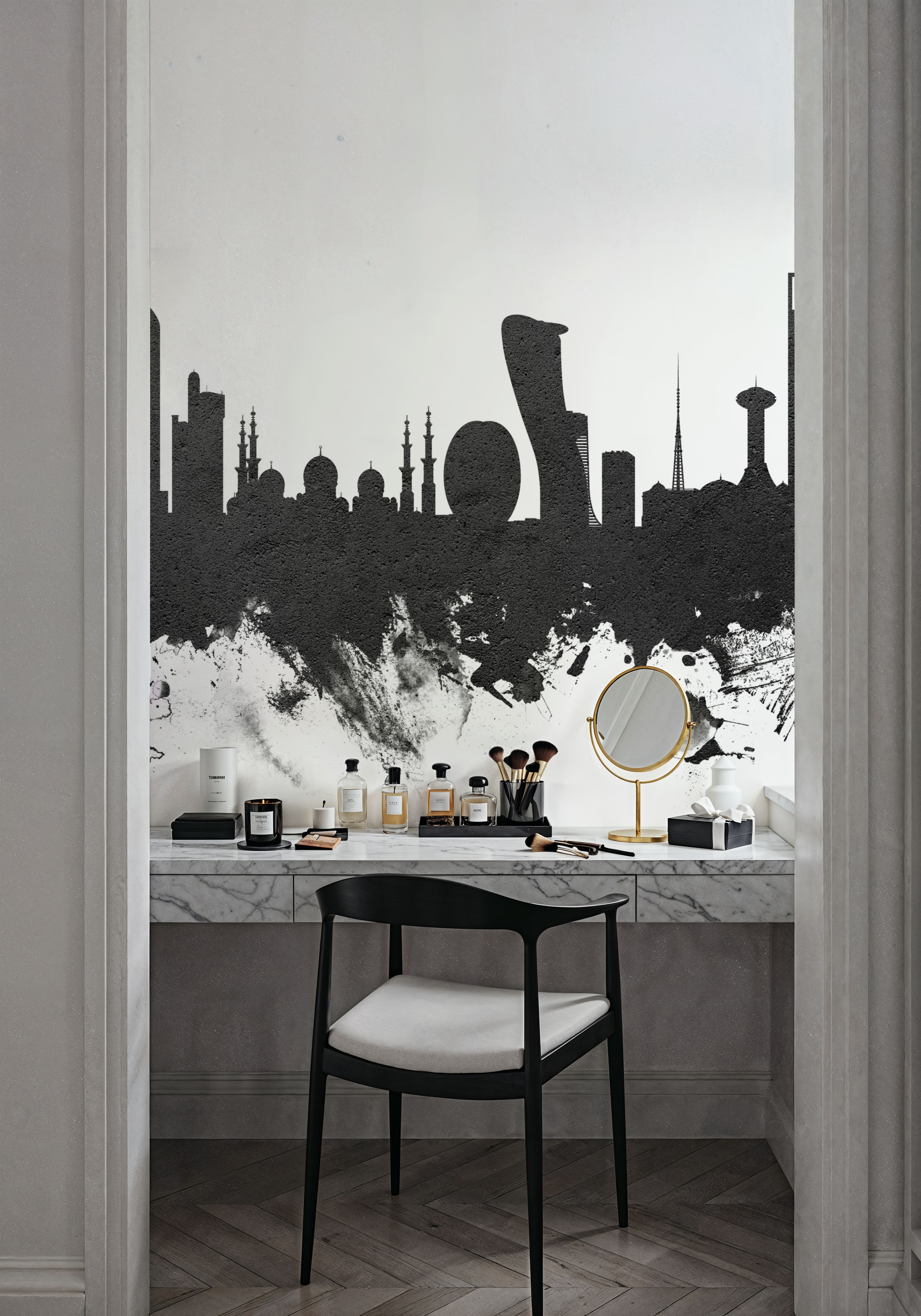 Abu Dhabi Skyline Black & White