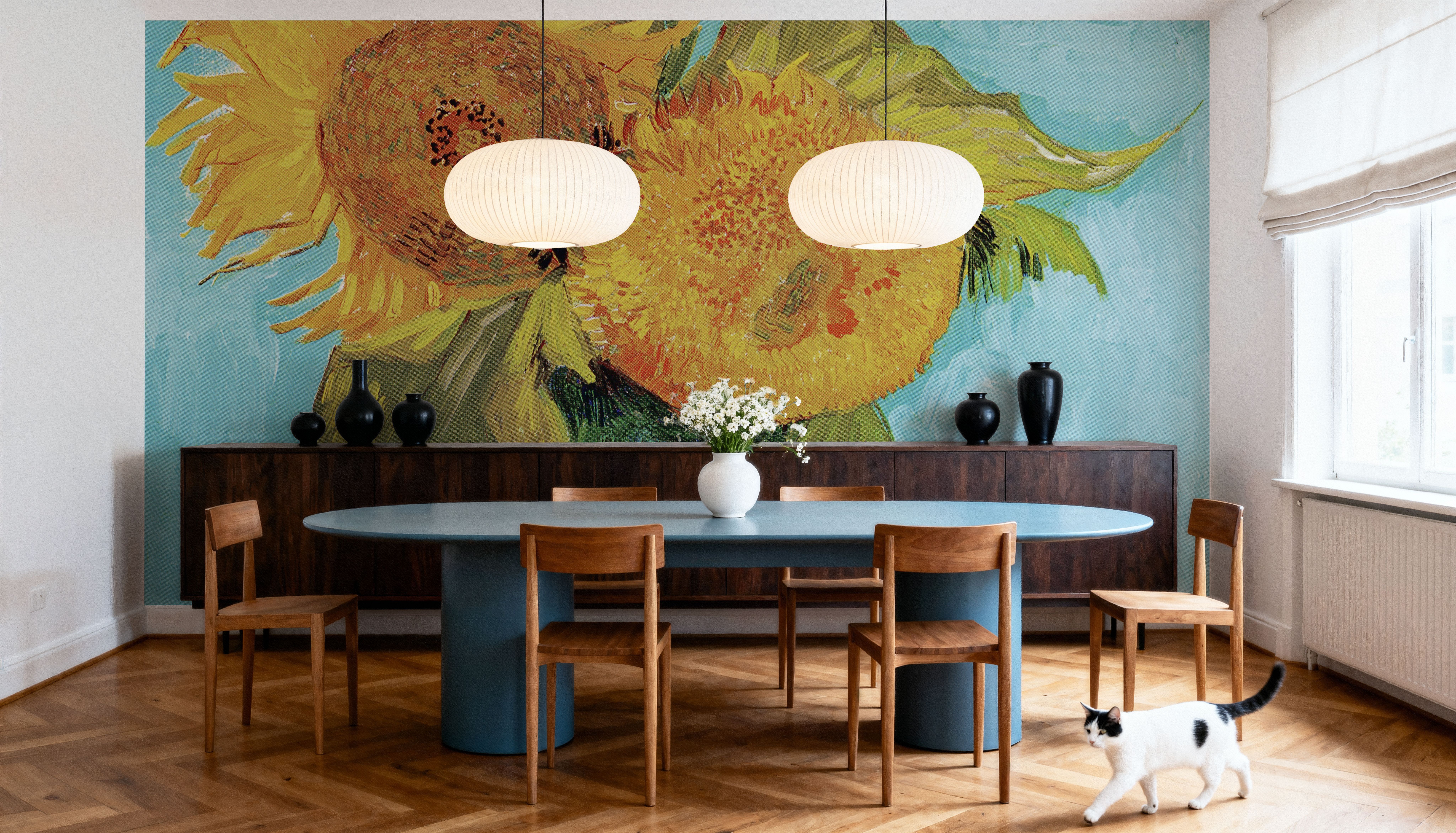 Vase with Three Sunflowers