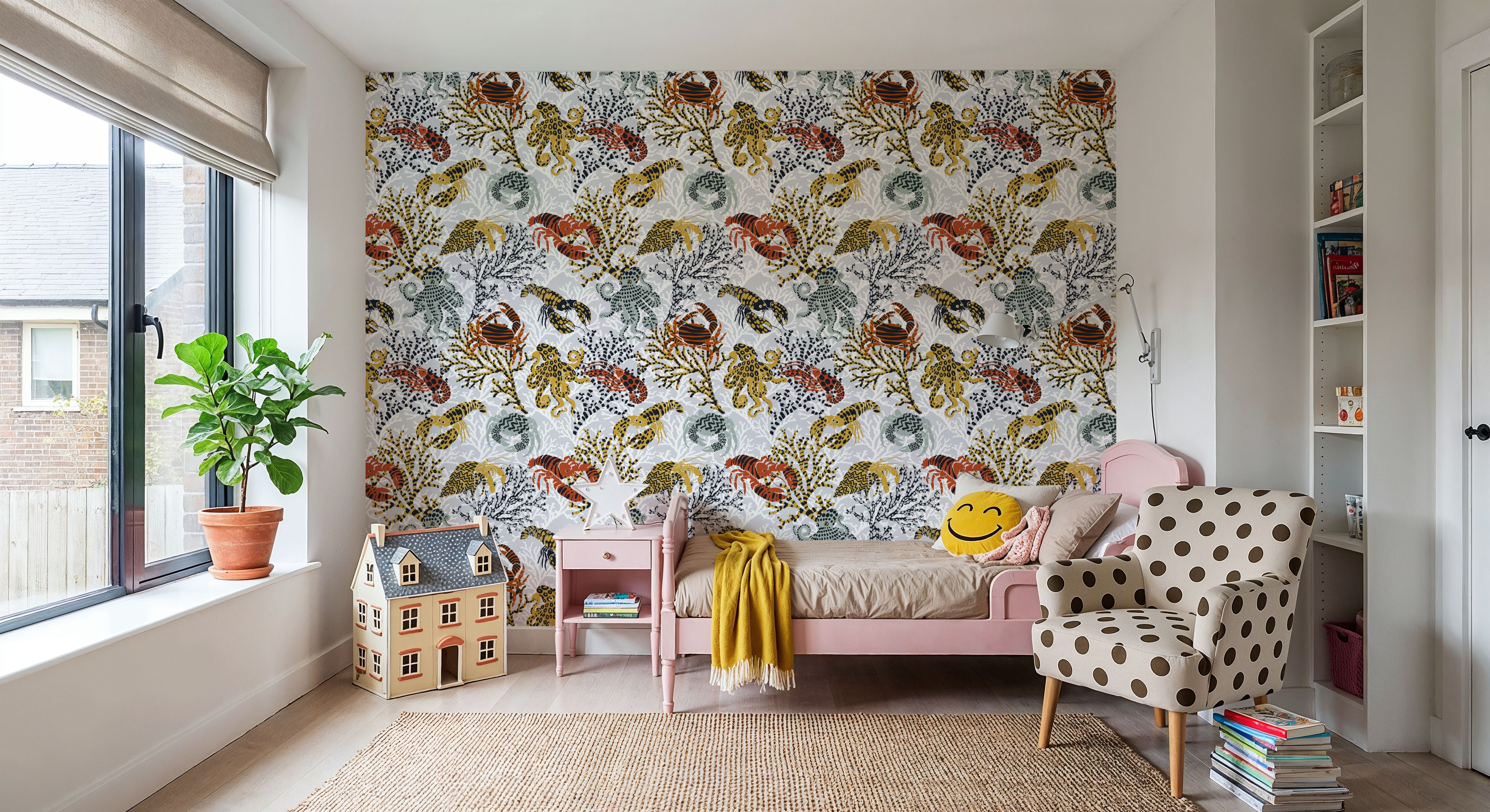 Vibrant Coral Reef, Grey