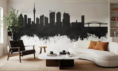 Auckland New Zeeland Skyline Black & White