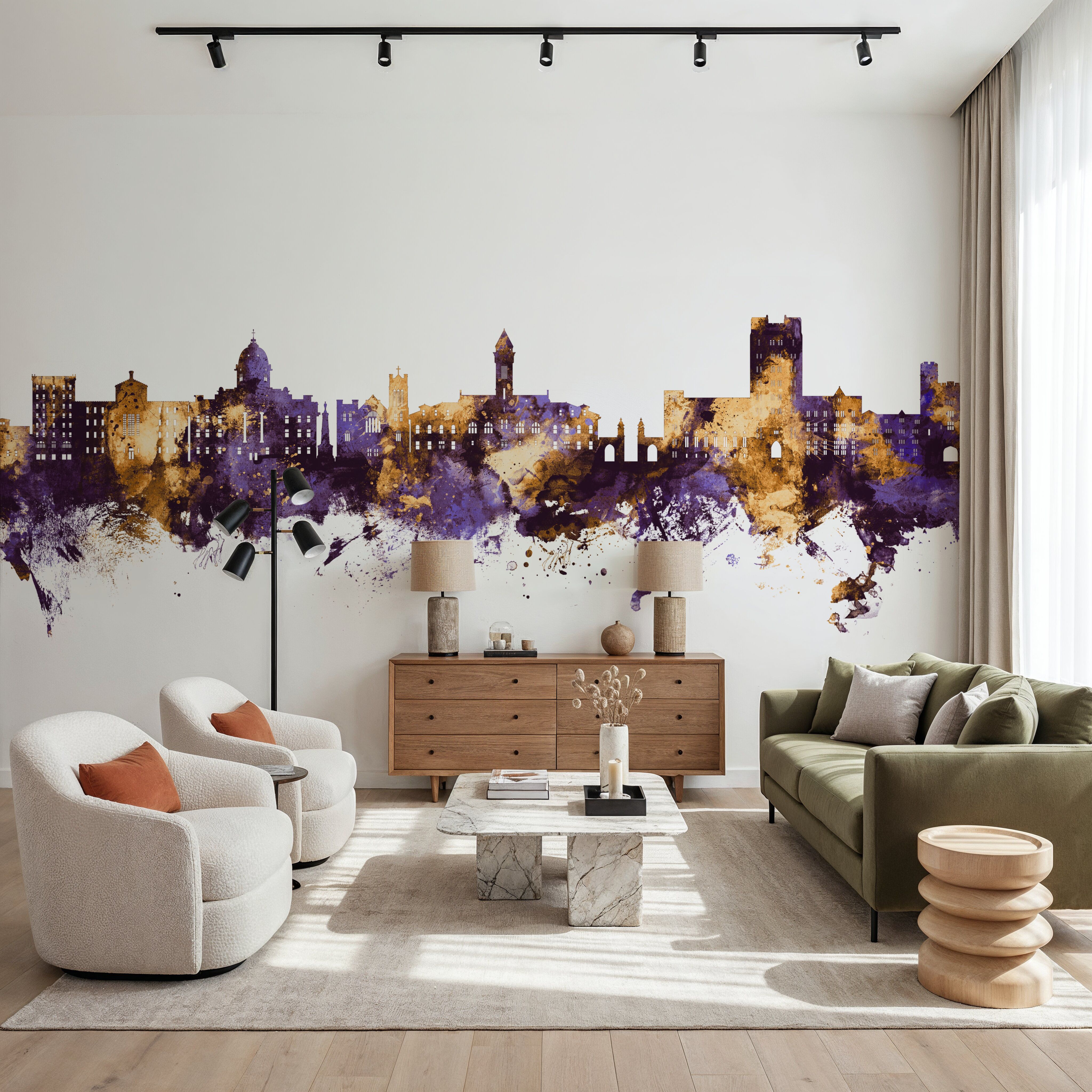 Bloomington Indiana Skyline Purple & Gold