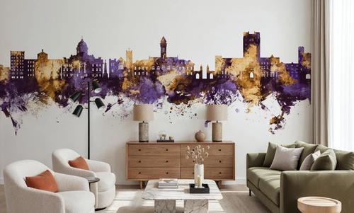 Bloomington Indiana Skyline Purple & Gold