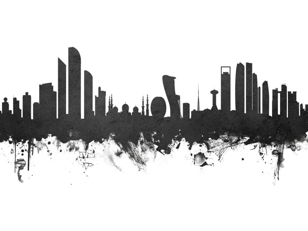Abu Dhabi Skyline Black & White