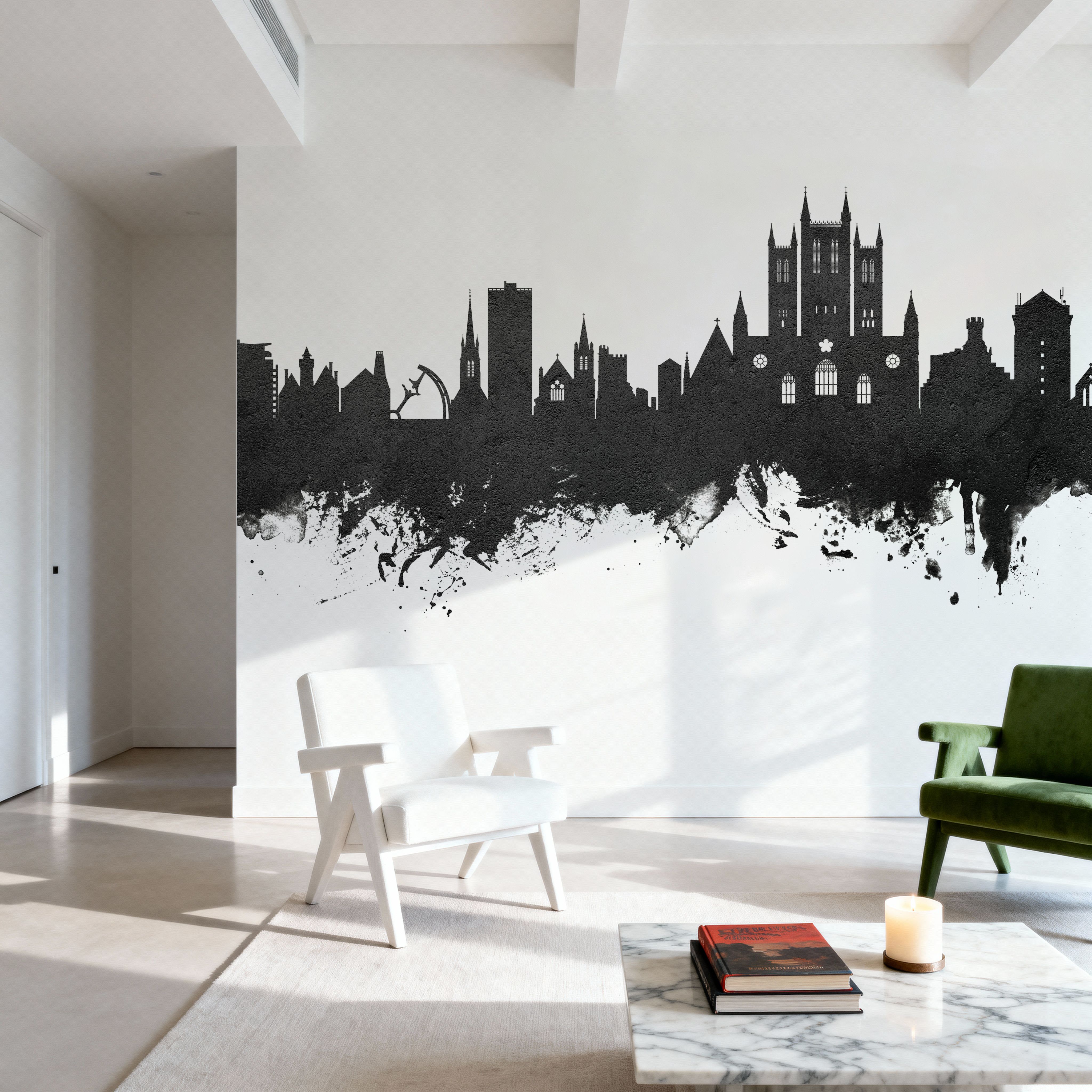 Lincoln England Skyline Black & White