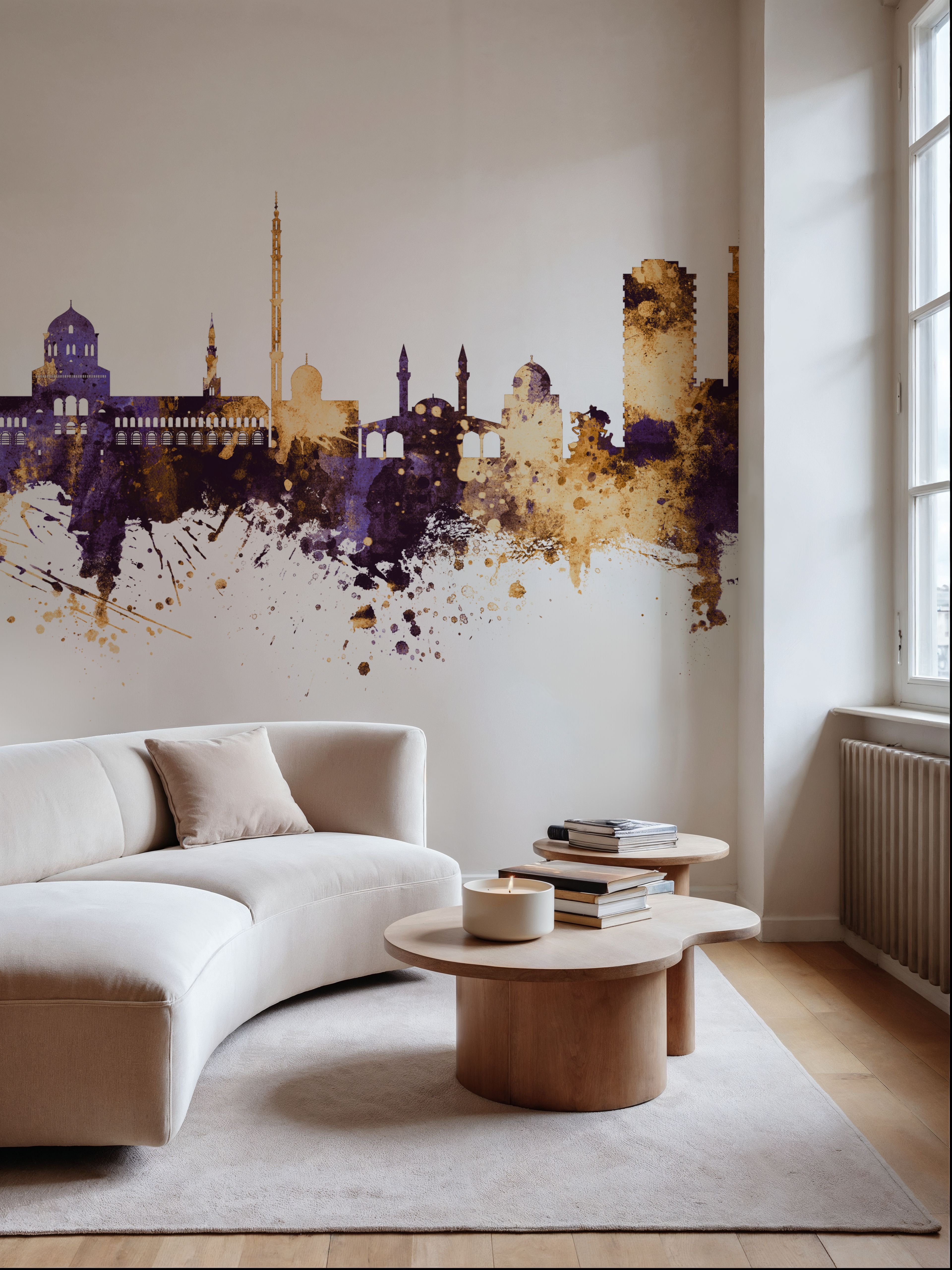 Damascus Syria Skyline Purple & Gold