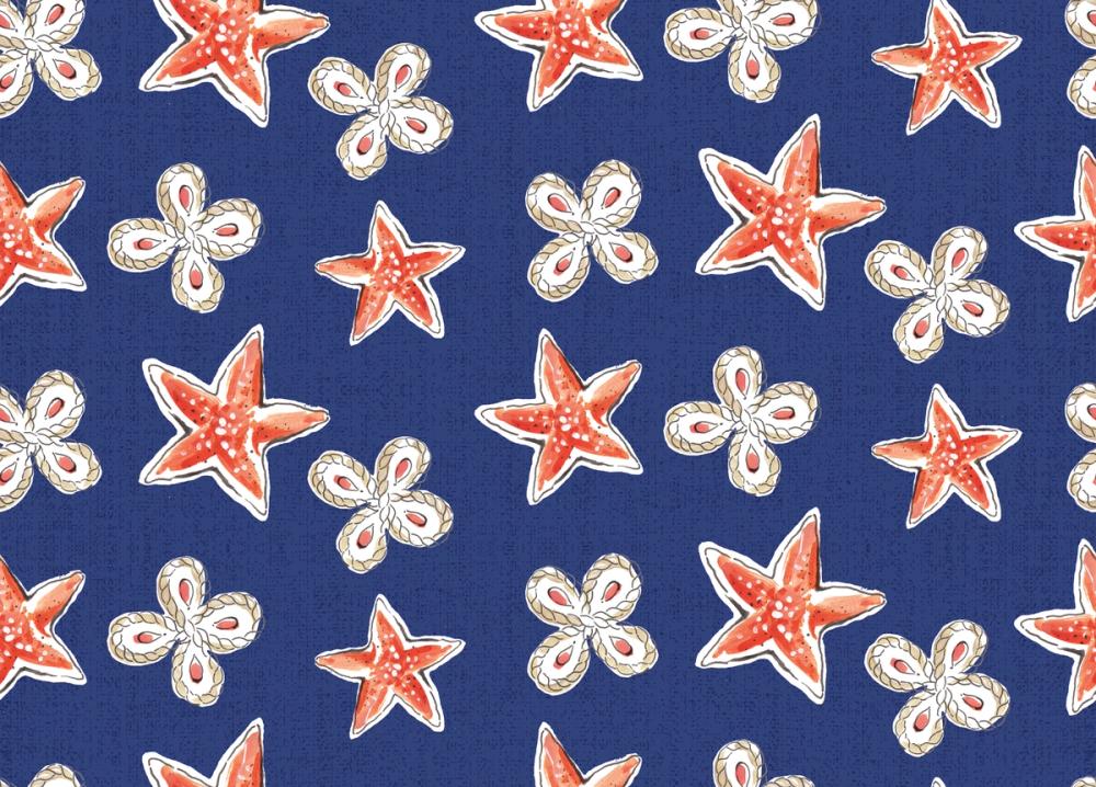 Maritime Stars Red on Blue