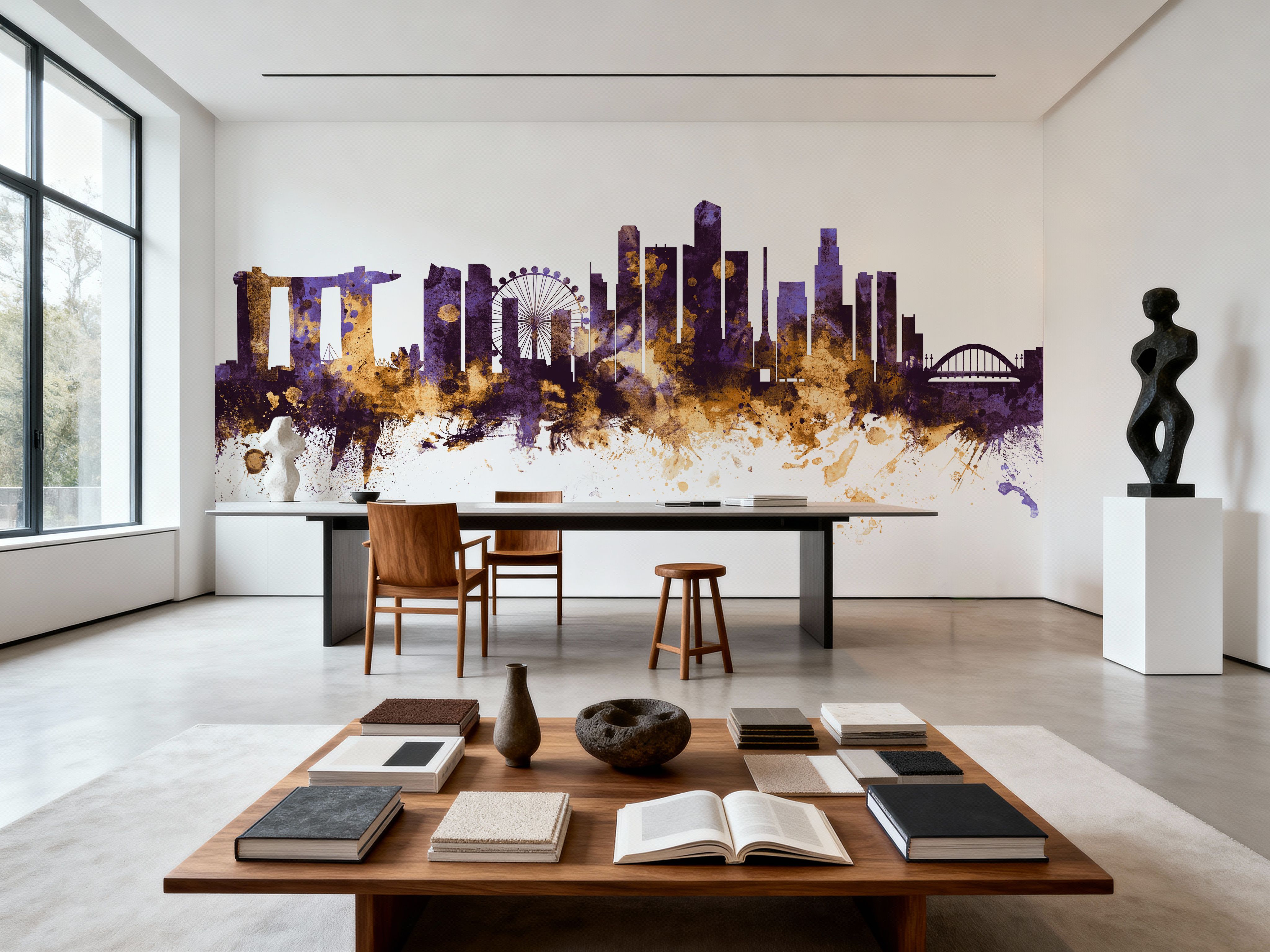 Singapore Skyline Purple & Gold