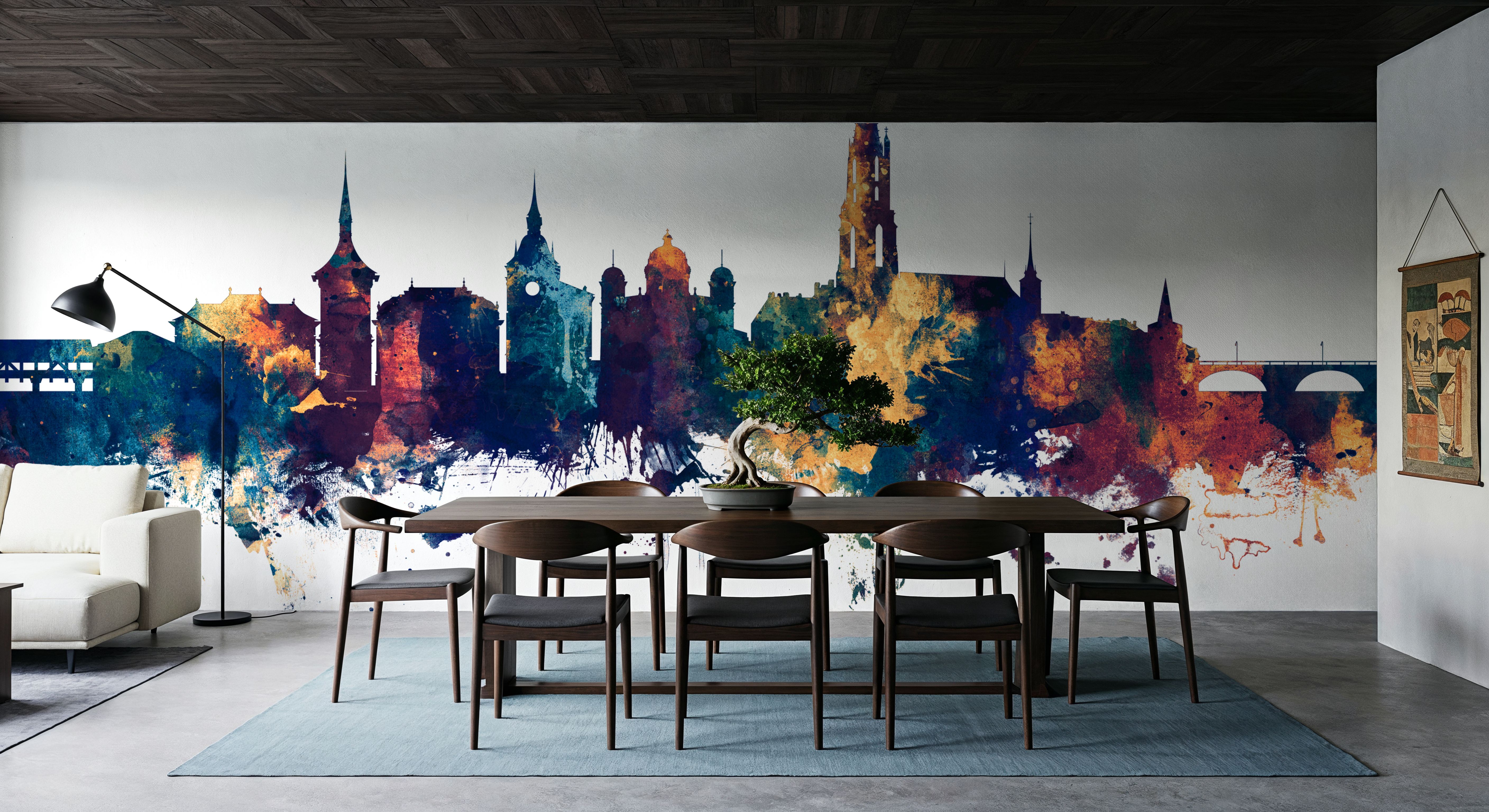 Bern Switzerland Skyline Blue & Bronze