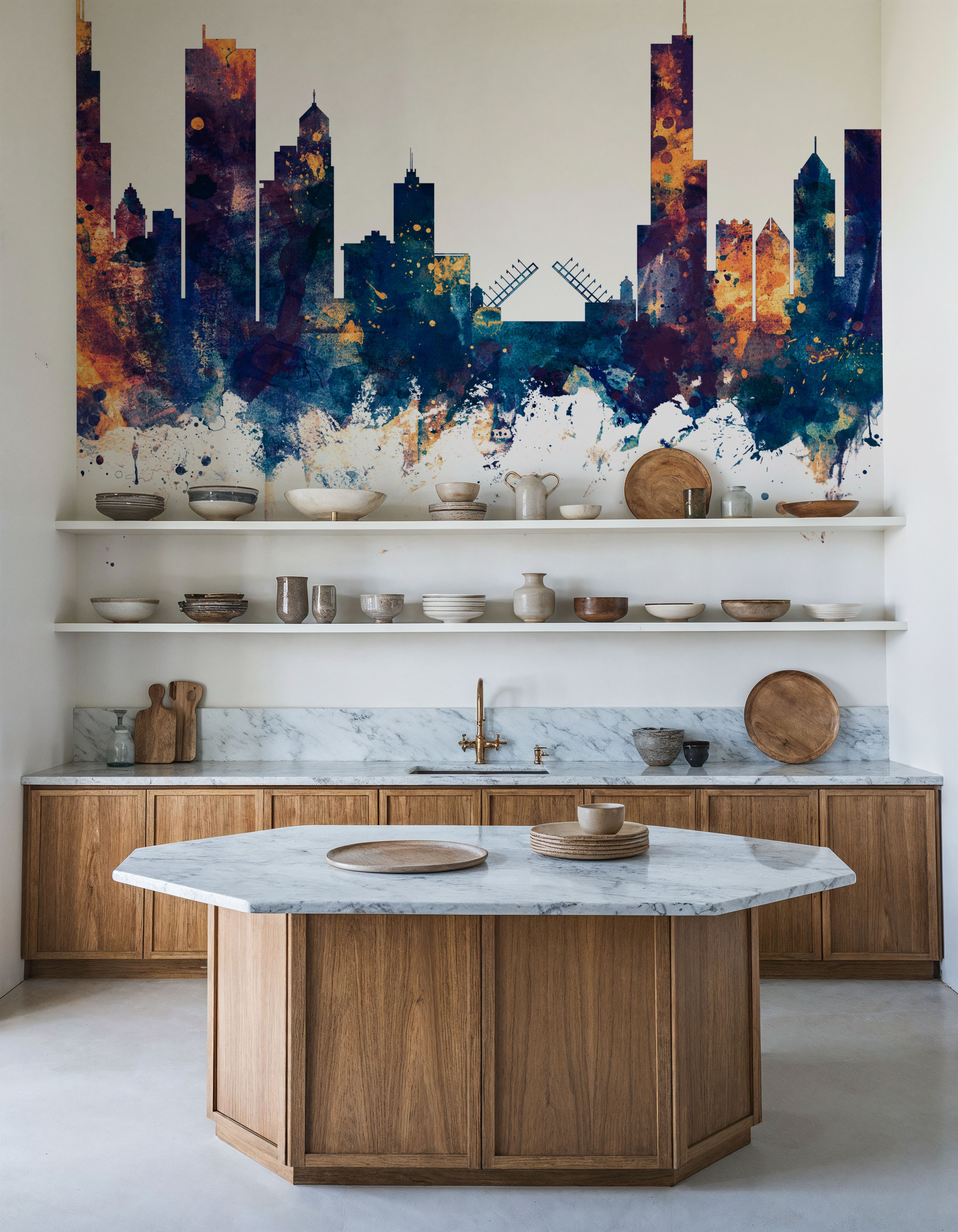 Chicago Illinois Skyline Blue & Bronze