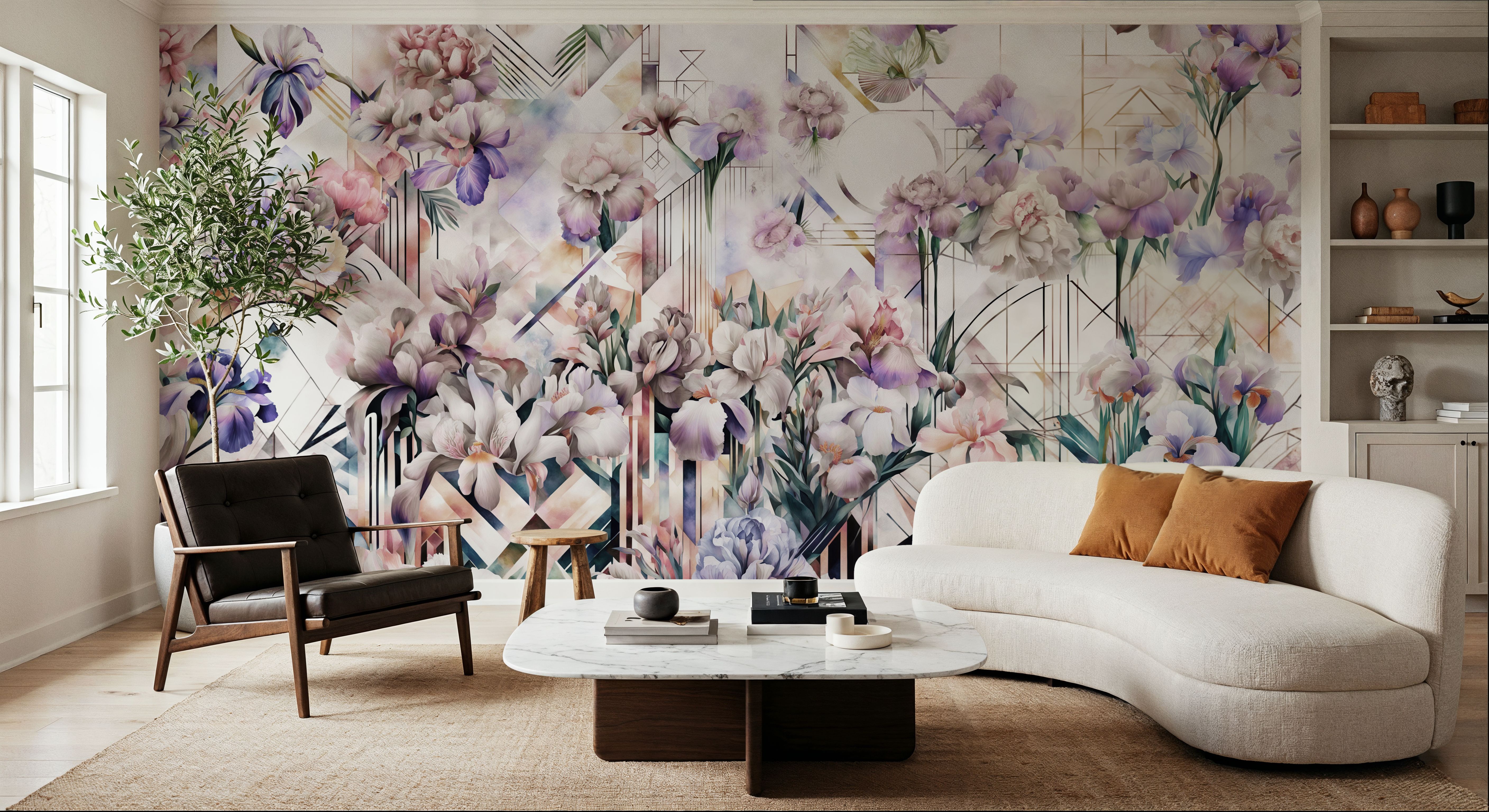 Watercolor Irises Bright, Wallpaper